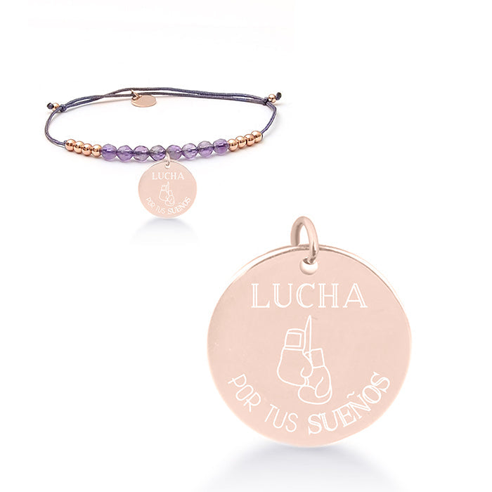 925 Sterling Silver Bracelet with Natural Amethyst, Rhodium Finish - Mi Sol
