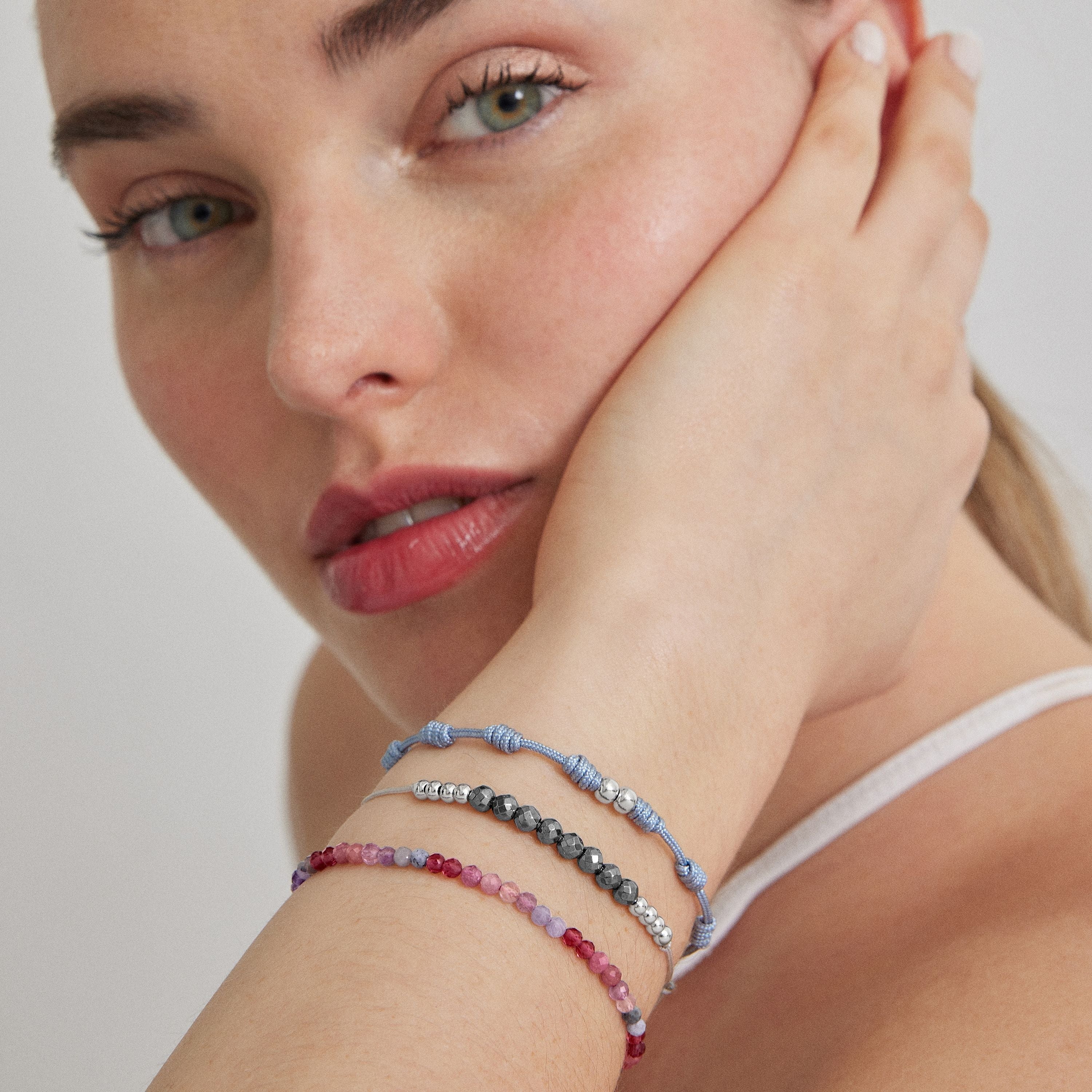 925 Sterling Silver Bracelet with Hematite, Rhodium Finish - Sunya