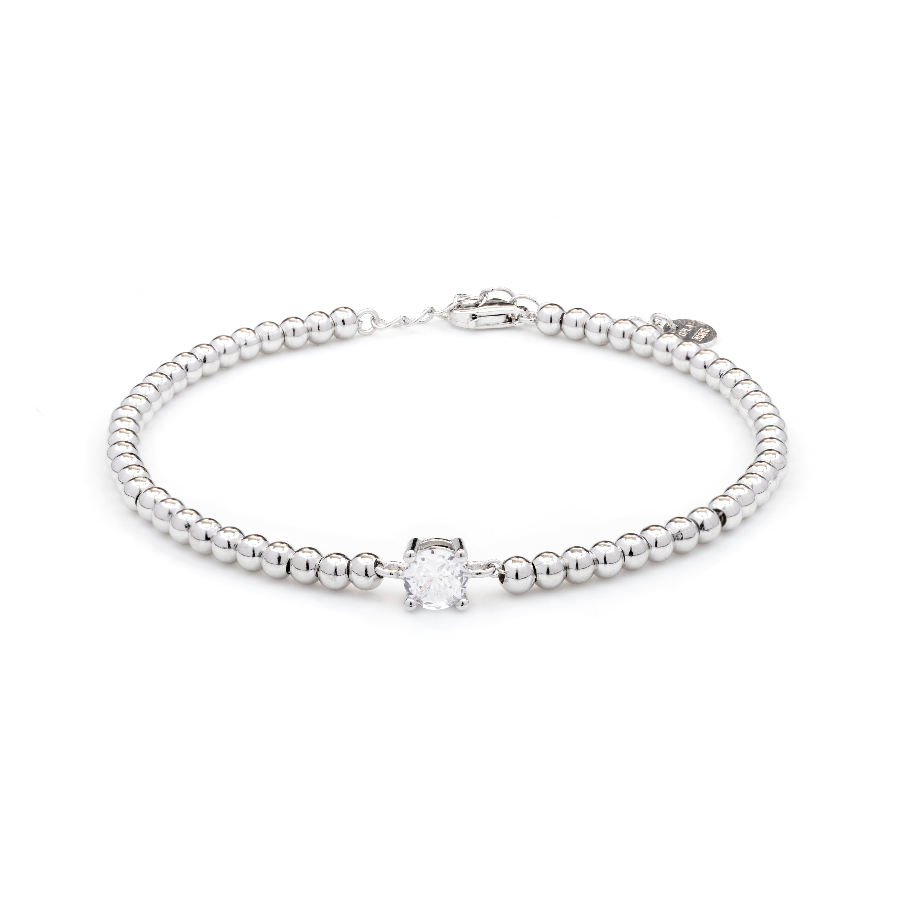 925 Sterling Silver Bracelet with Rhodium-Plated Brilliant Zirconia - Ruza