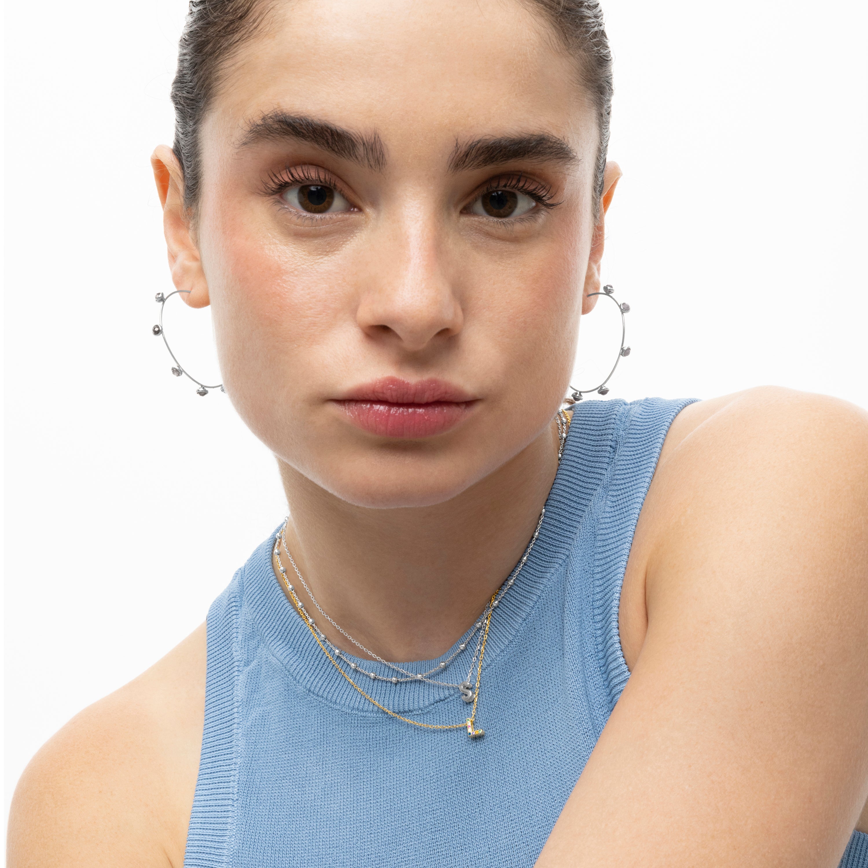 925 Sterling Silver Necklace with Rhodium Finish - Ball