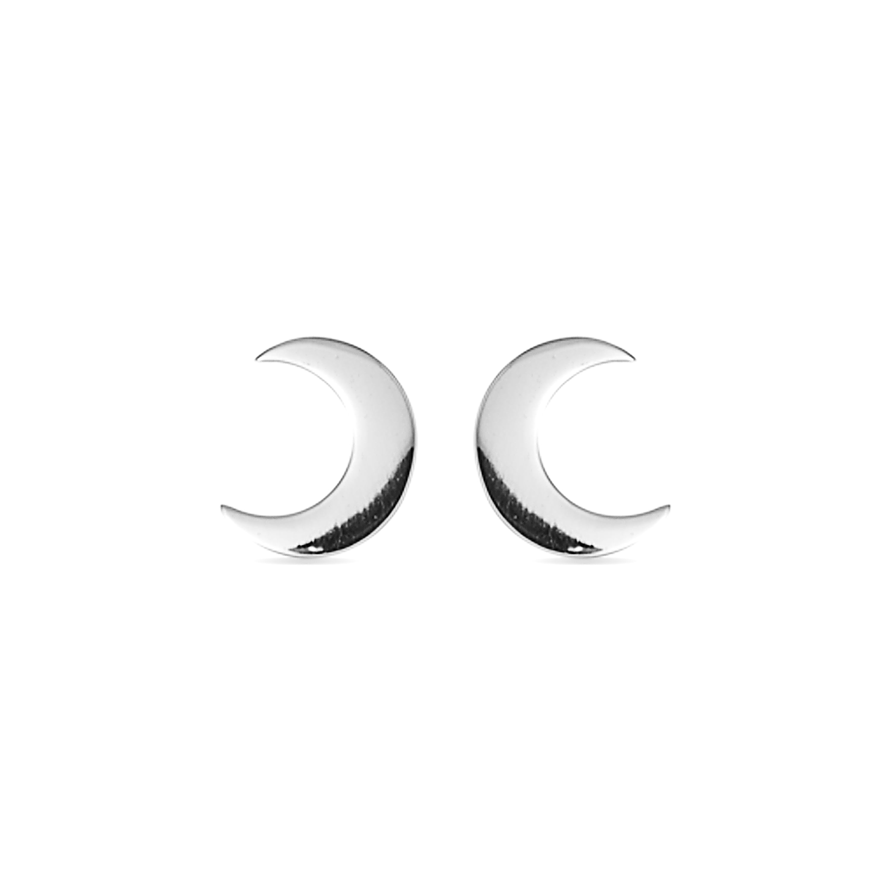 925 Sterling Silver Earrings with Rhodium Finish - Crescent