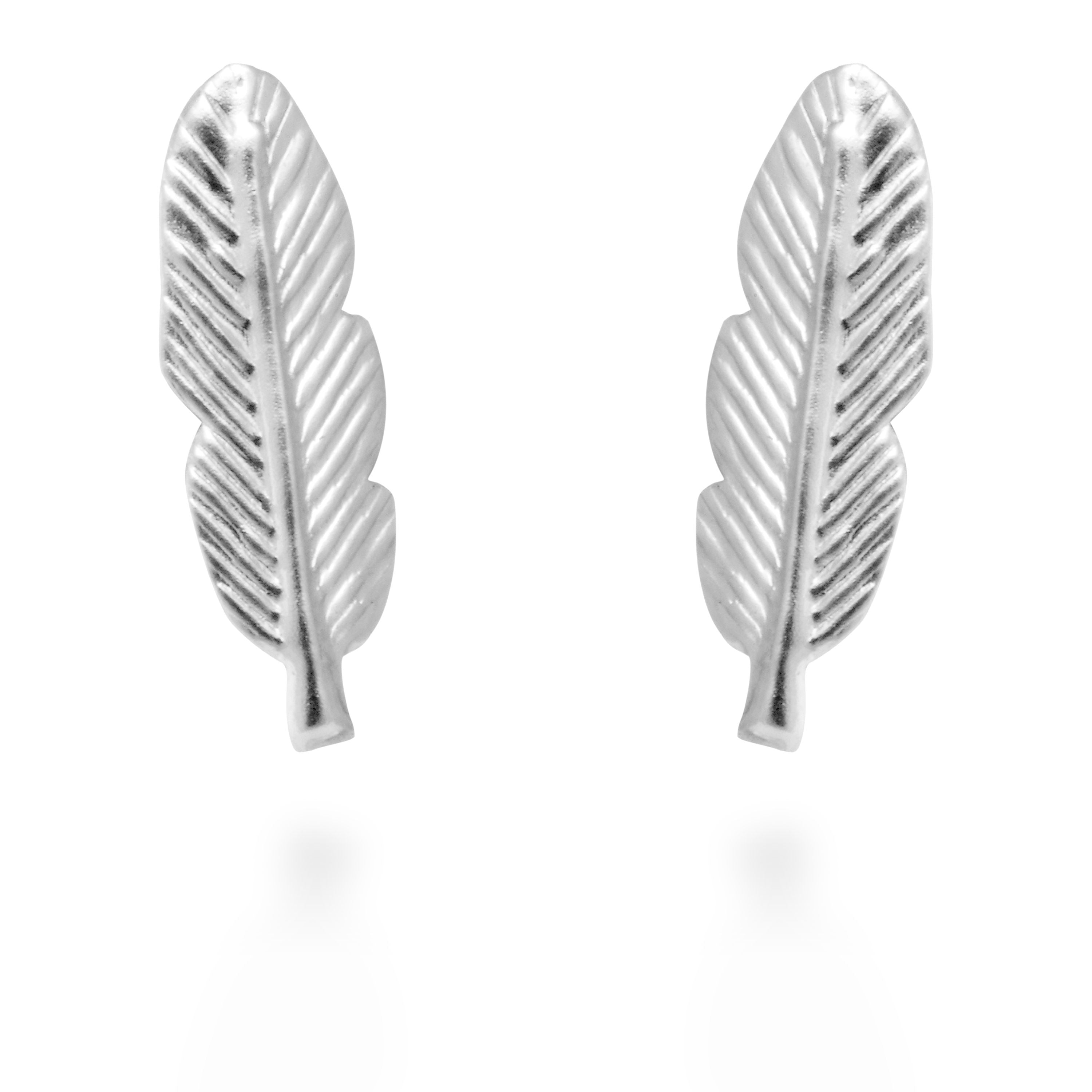Pendientes de Plata de Ley 925 acabados en rodio - Feather