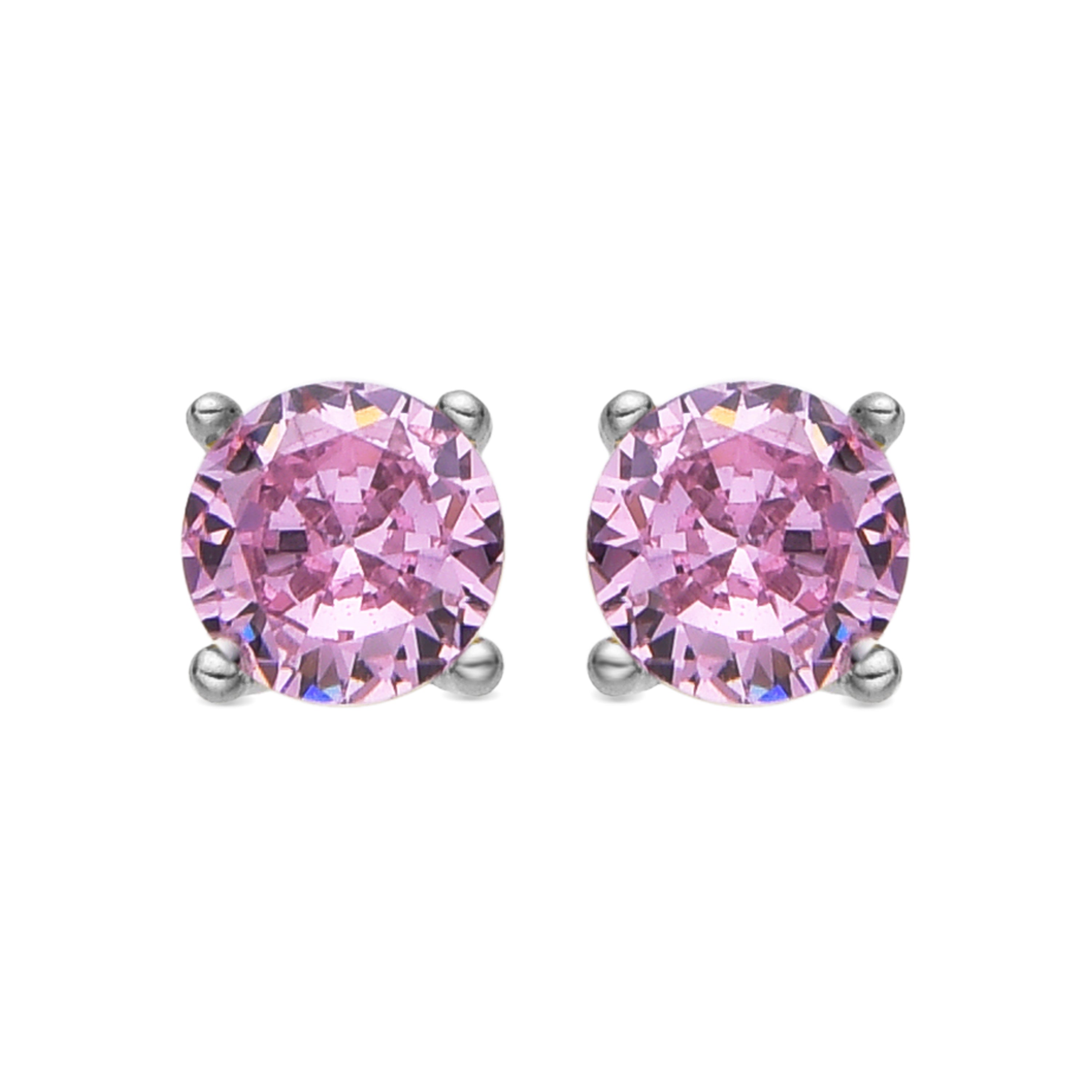 Pendientes de Plata de Ley 925 con Circonita Rosa acabado Rodio - Iona