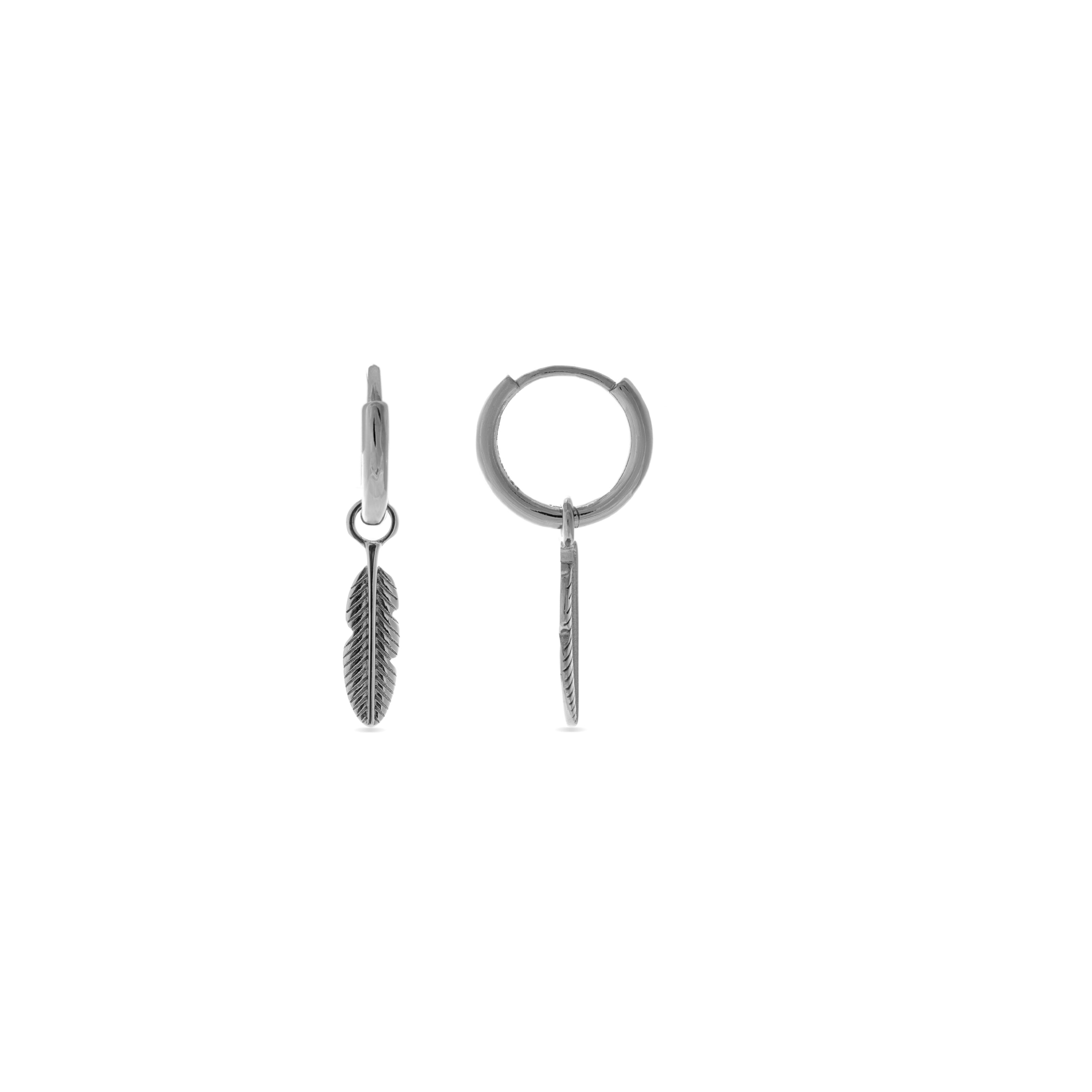 Pendientes de Plata de Ley 925 acabados en rodio - Feather