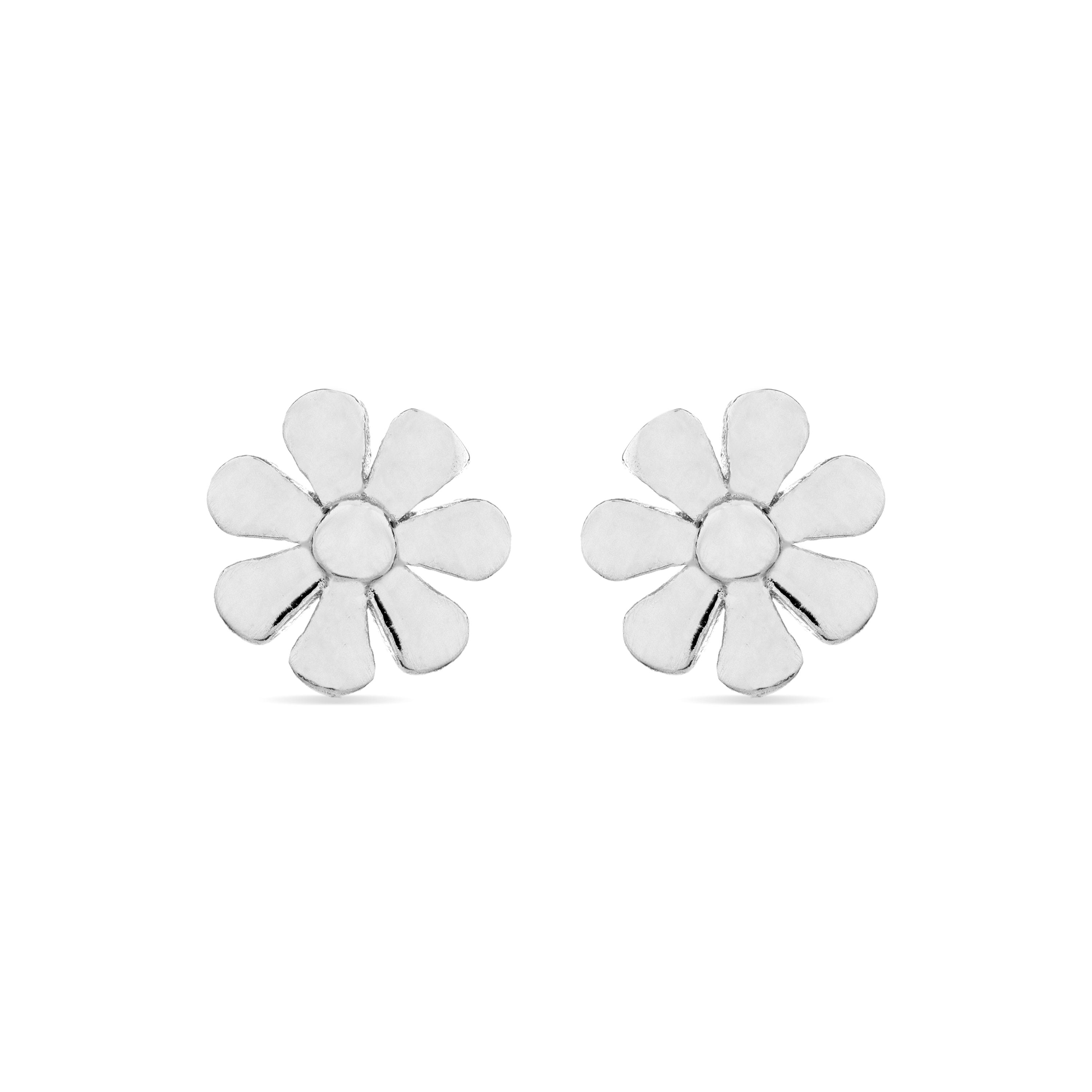 925 Sterling Silver Earrings with Rhodium Finish - Flower