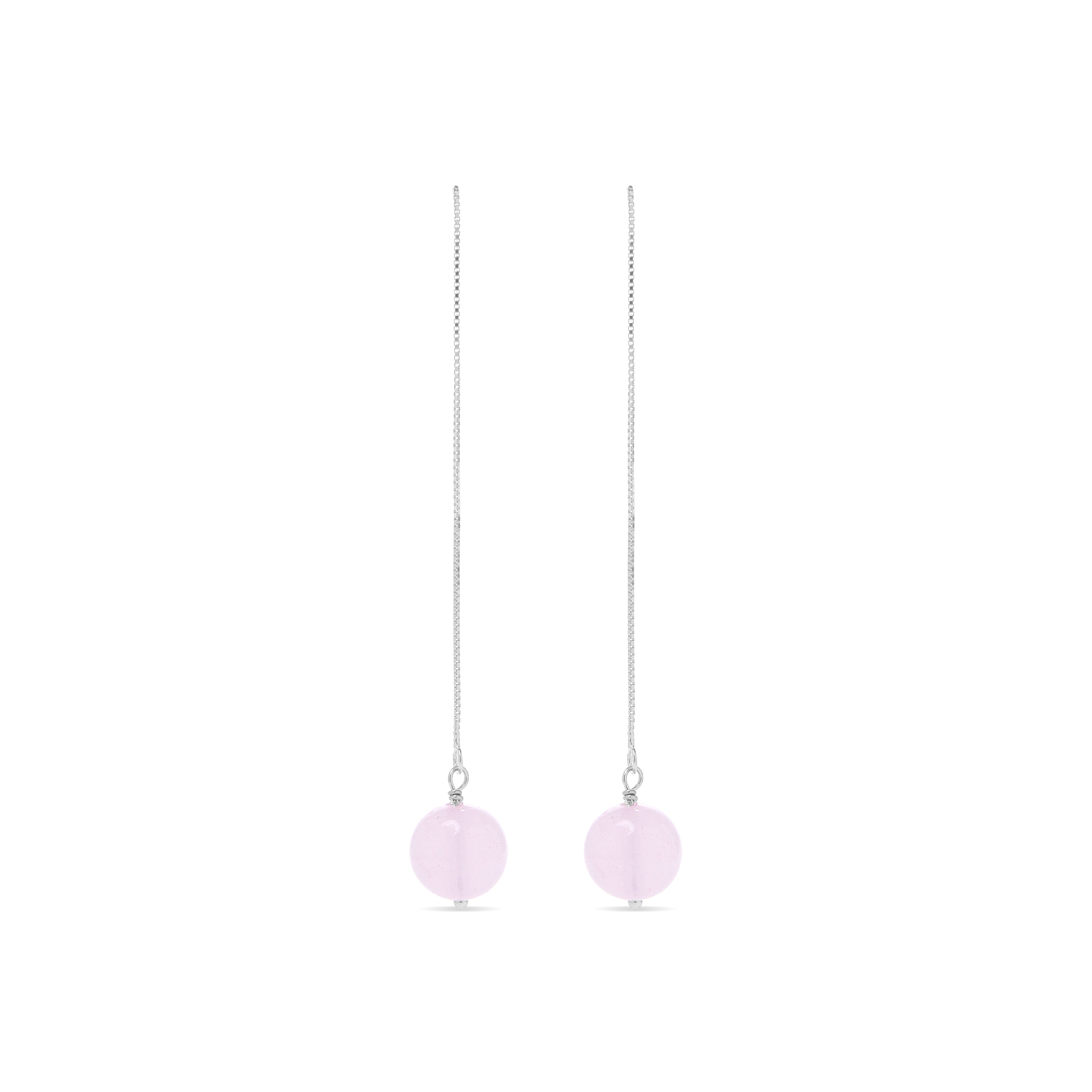 Pendientes de Plata de Ley 925 con Cuarzo Rosa acabados en rodio - Kenitna