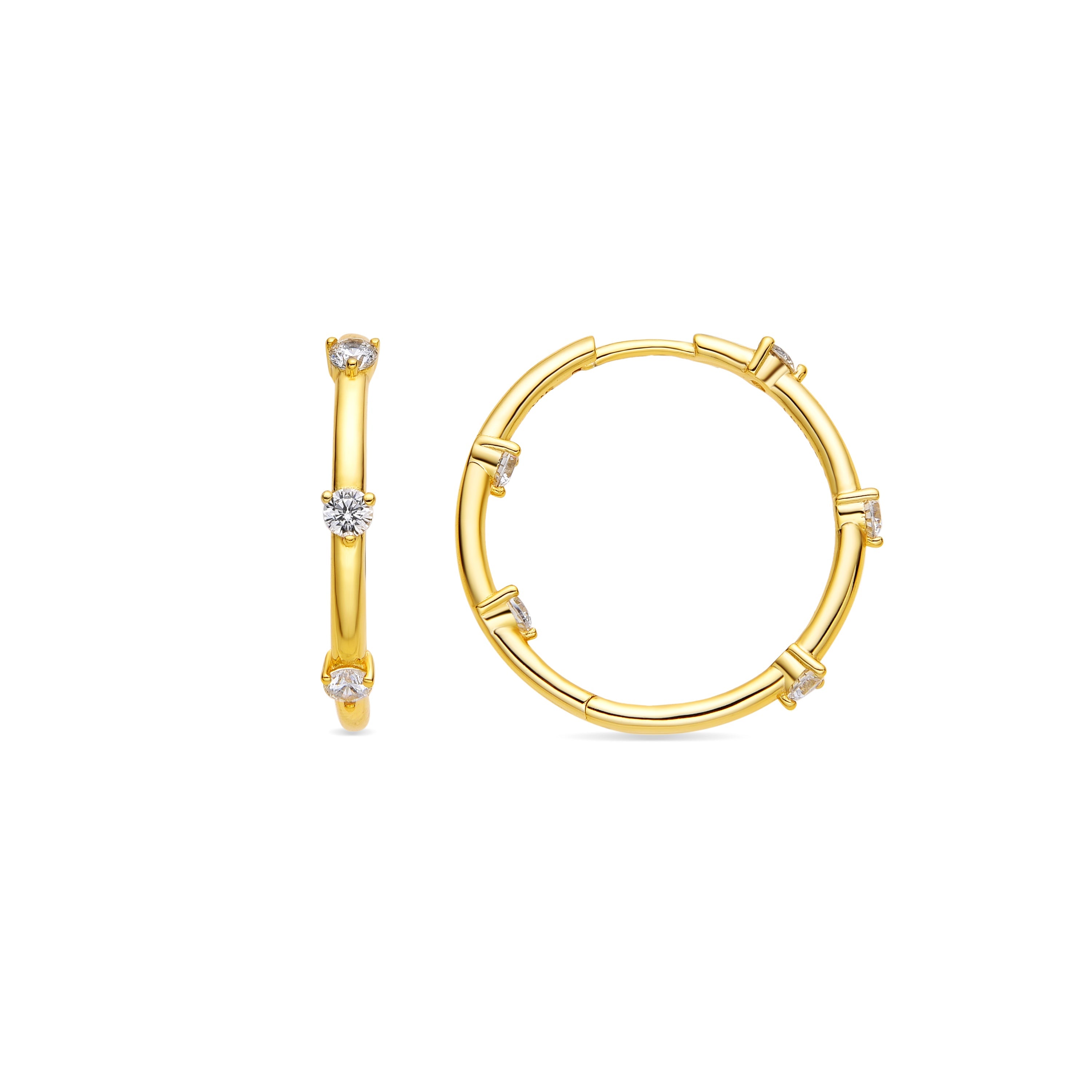Pendientes de Plata de Ley 925 y Circonita Brillante acabado oro 18k - Rajib