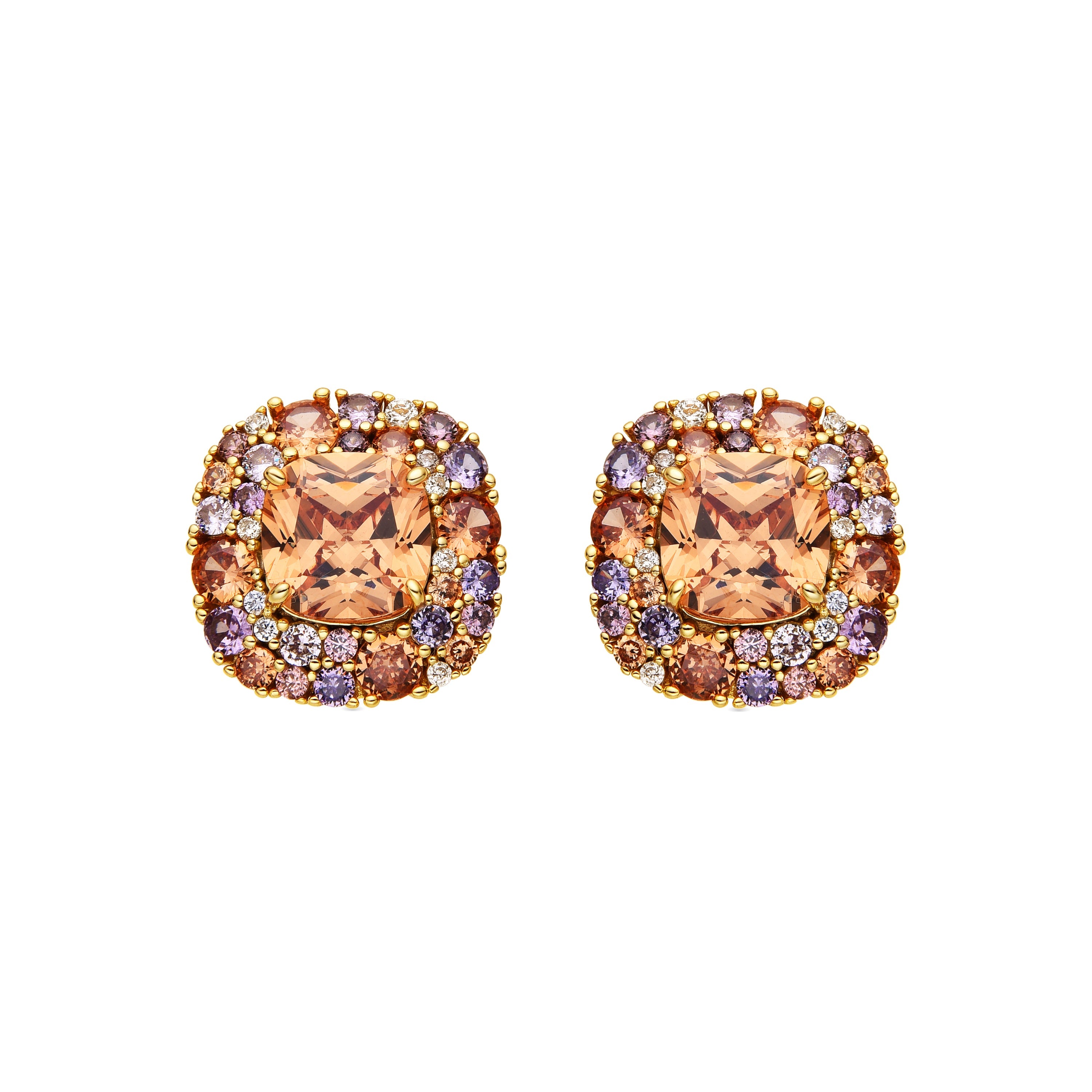 Pendientes de Plata de Ley 925 y Circonita Multicolor acabado oro 18k - Uxre