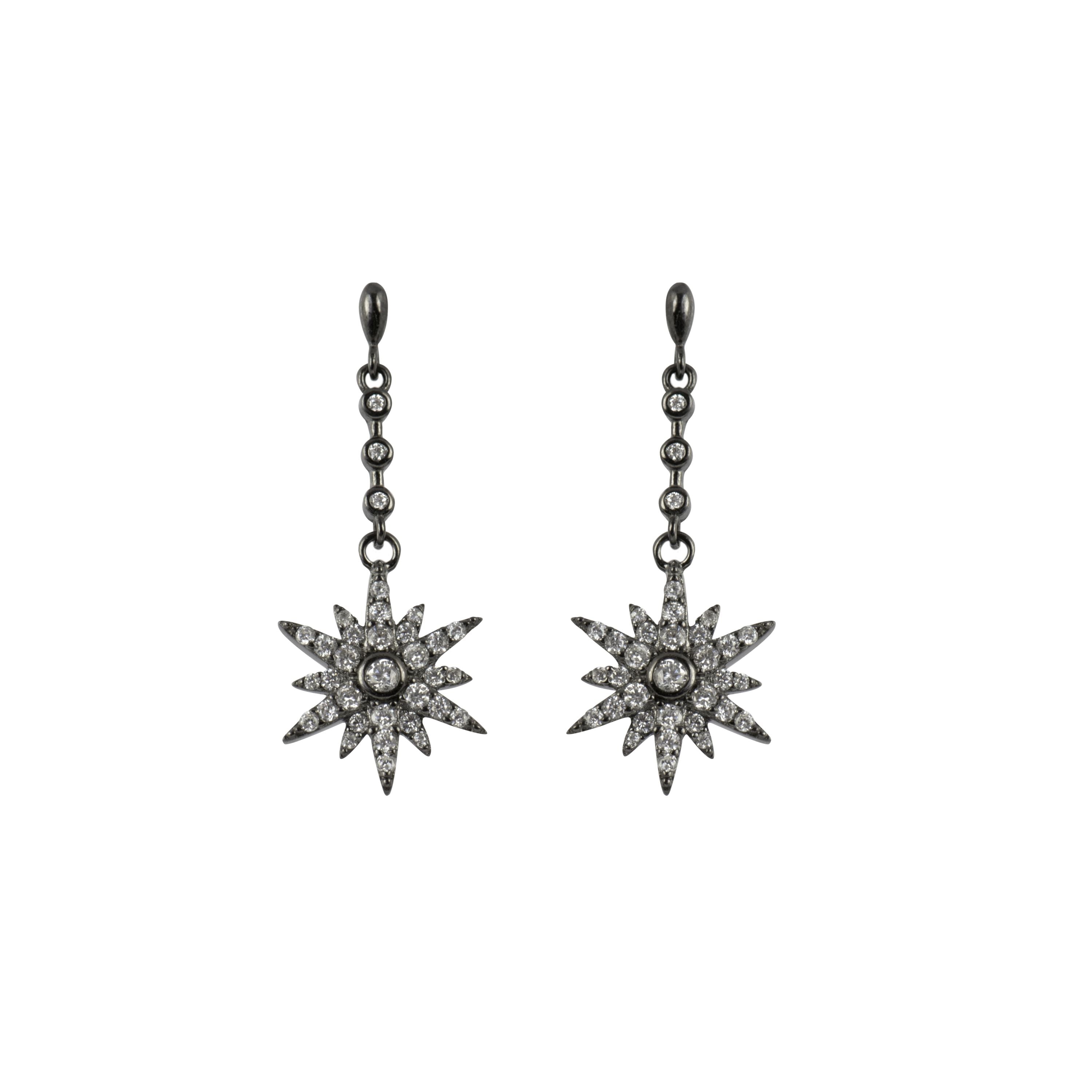 925 Sterling Silver Earrings with Rhodium Finish - Bertu