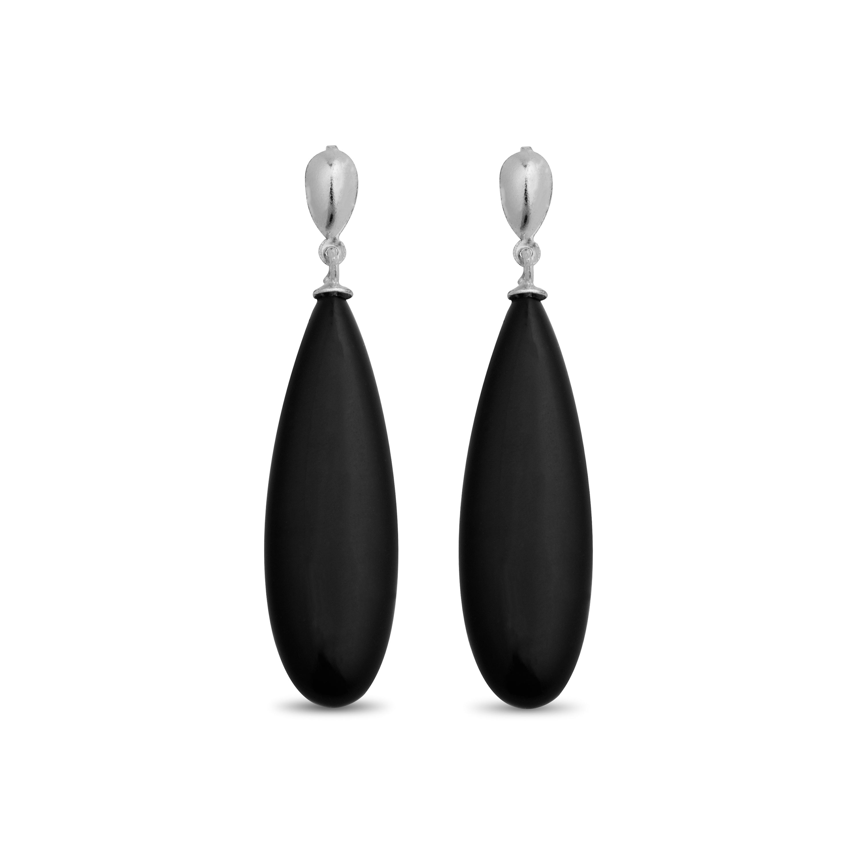 Pendientes de Plata de Ley 925 con Onix acabados en rodio - Adak