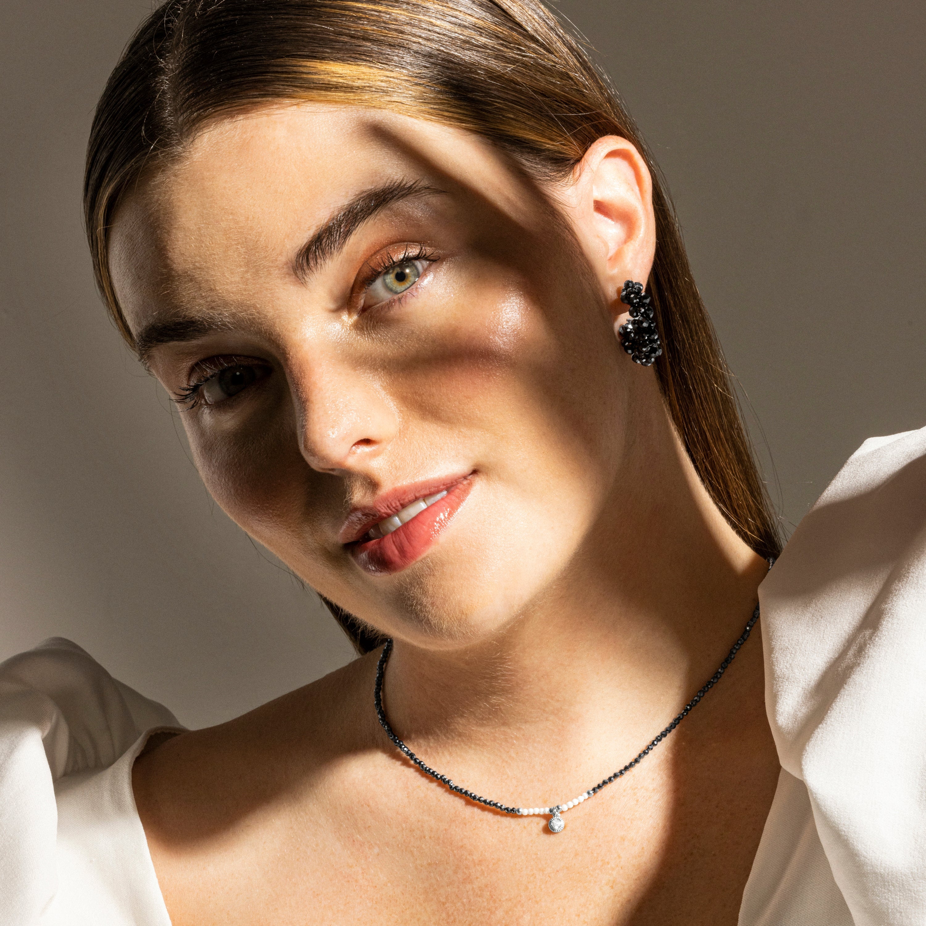 Pendientes de Plata de Ley 925 y Hematite acabado en rodio - Silka