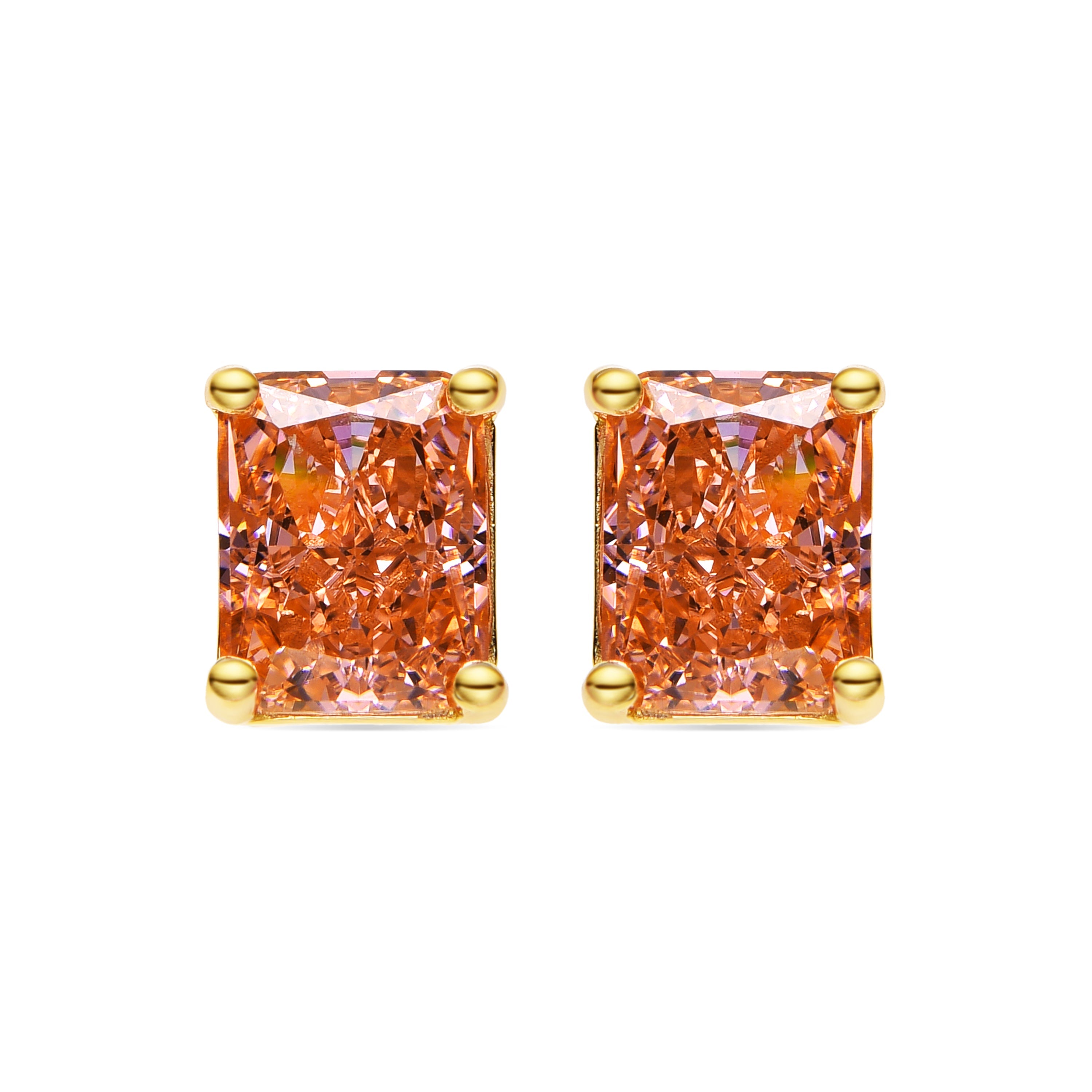 Pendientes de Plata de Ley 925 y Circonita Champagne acabado oro 18k - Sibke