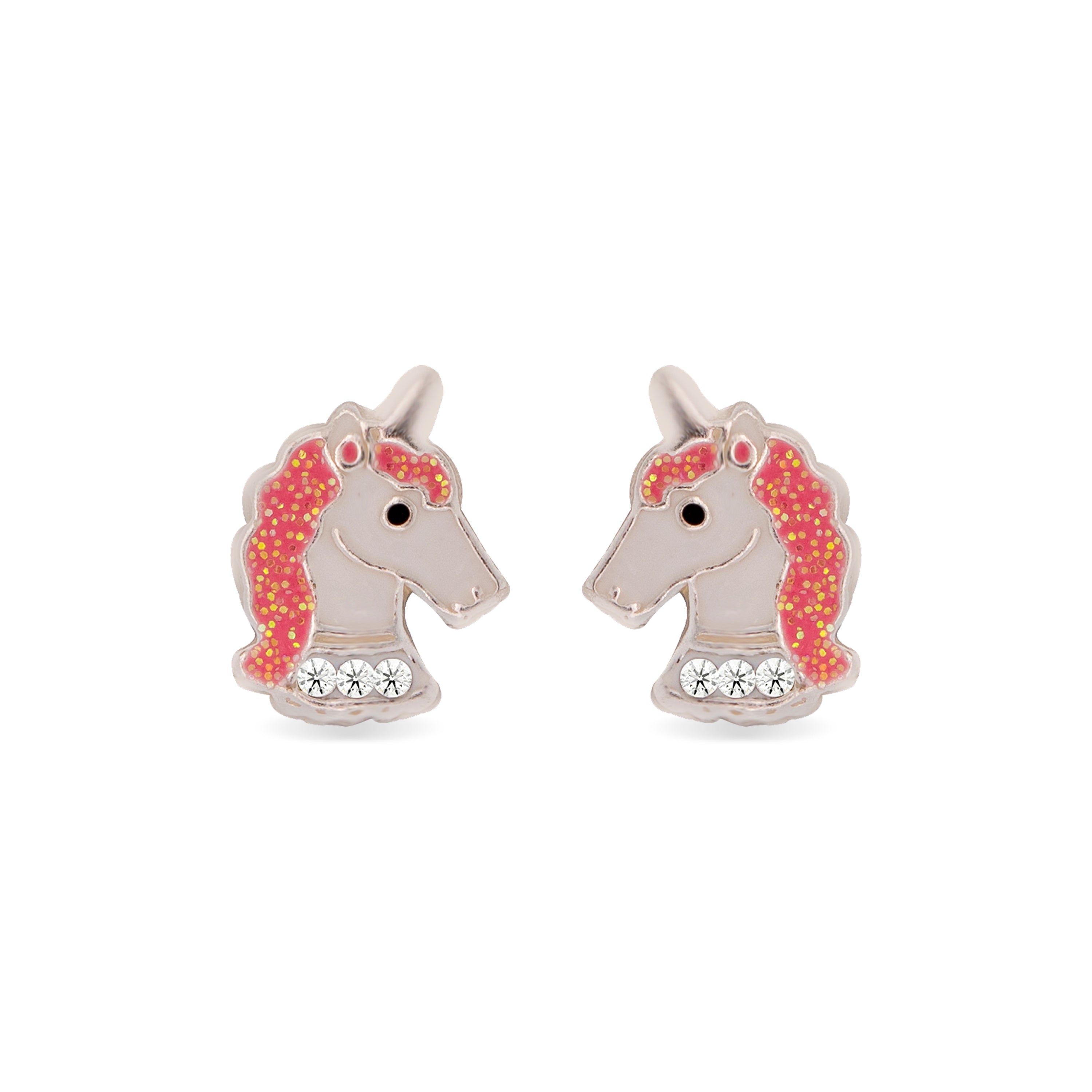 925 Sterling Silver Earrings with Rhodium Finish - Unicorn