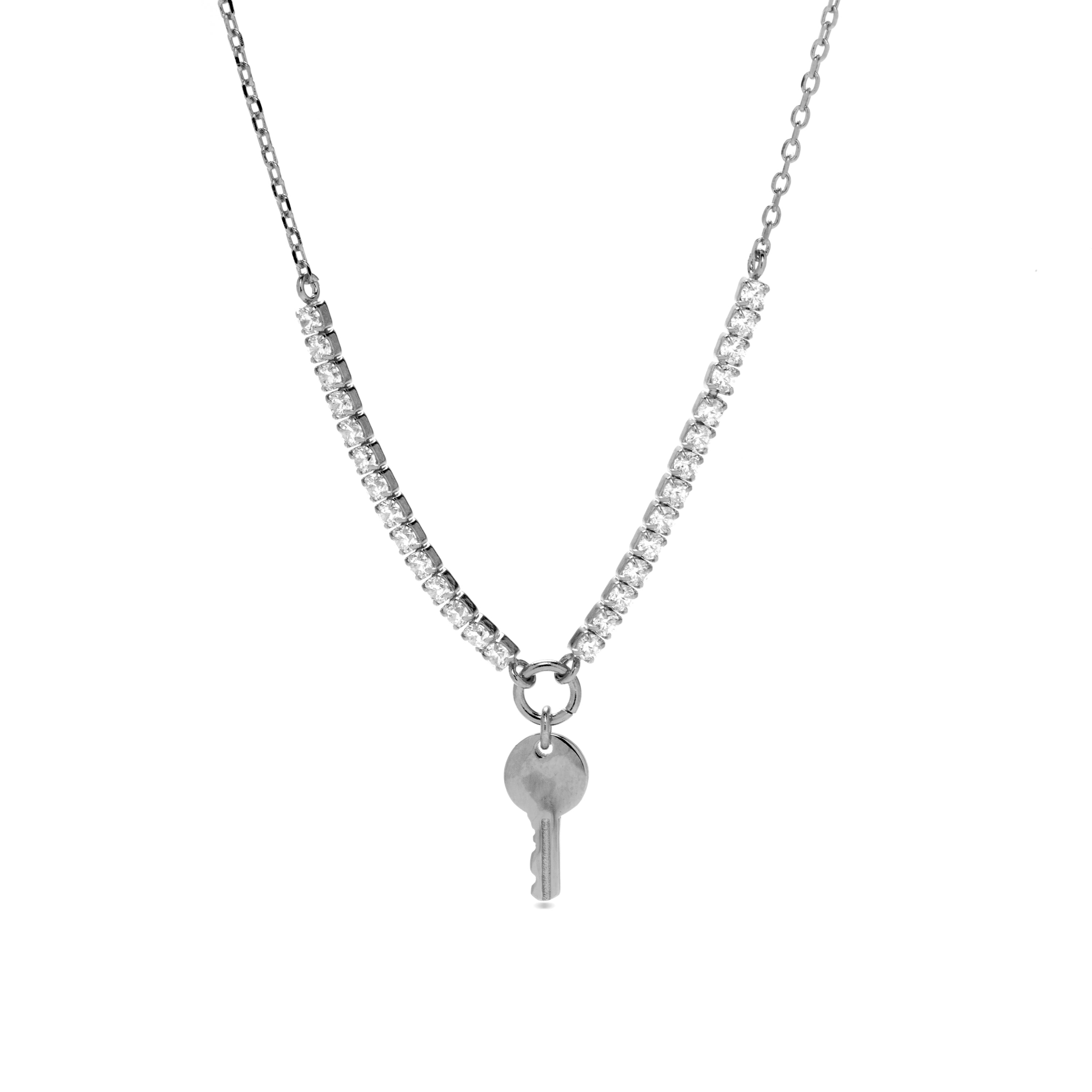 925 Sterling Silver Necklace with Rhodium Finish - Dikar