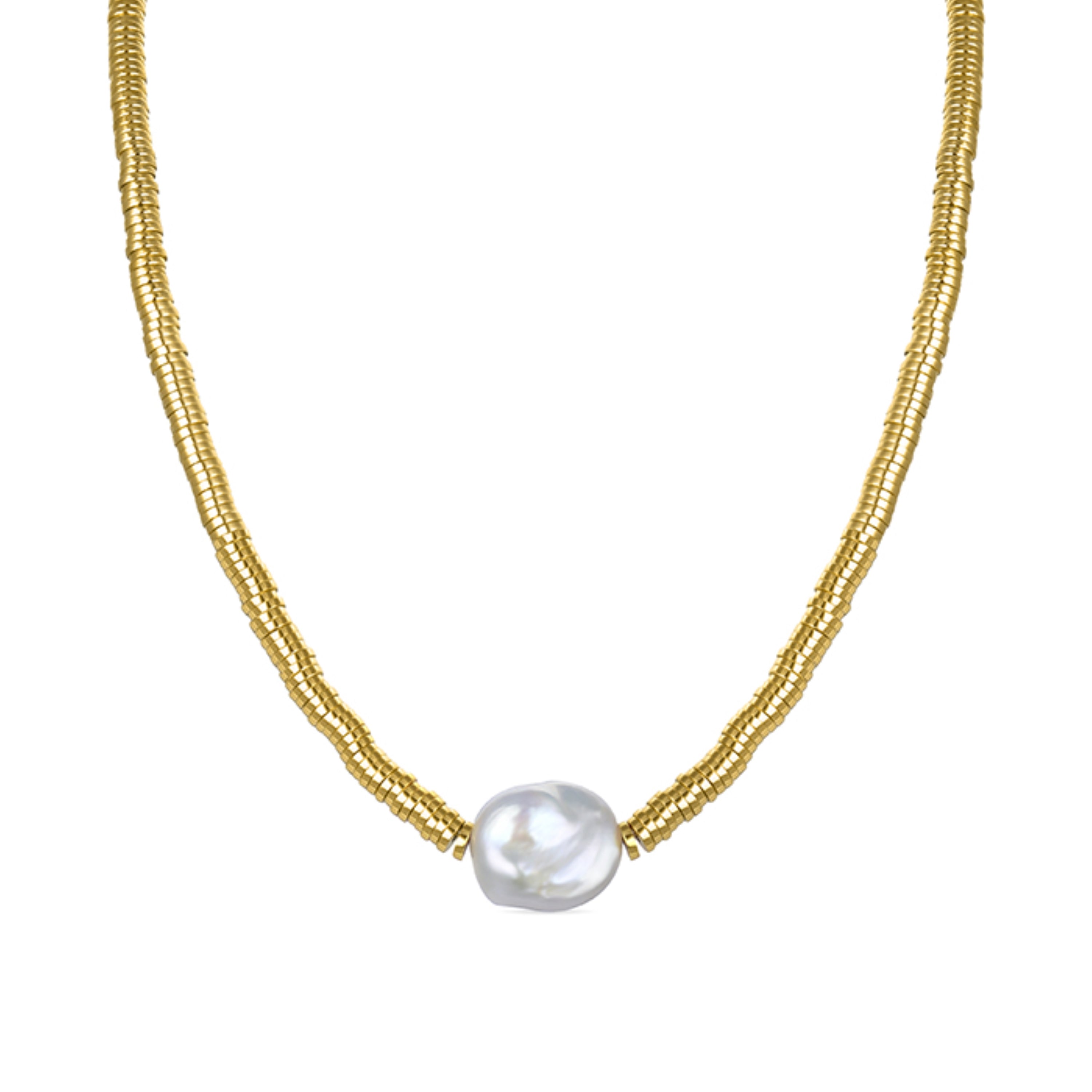 Golden Hematite Necklace finished in 18K yellow gold - Siever