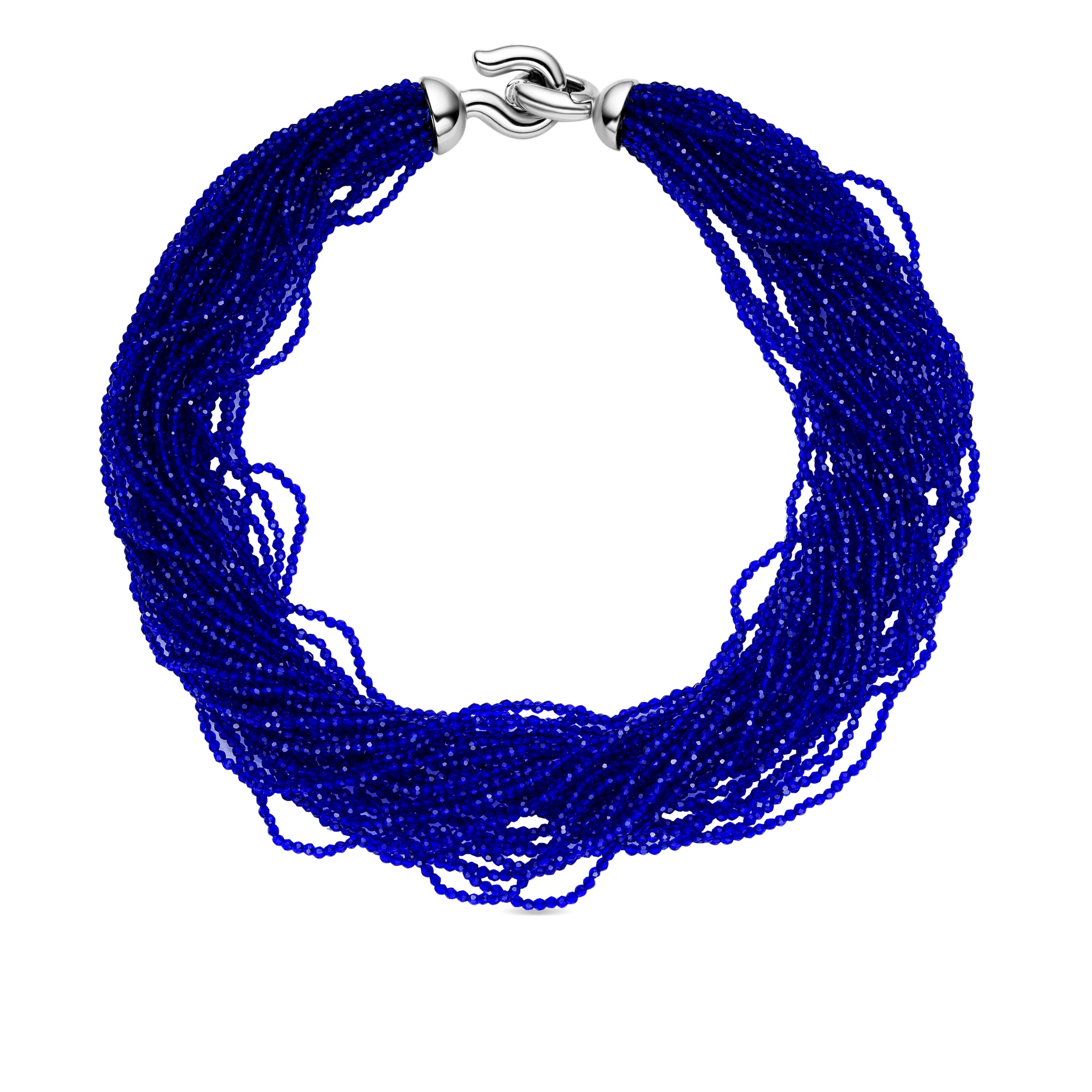 Dark Blue Crystal Necklace with rhodium finish - Kibak