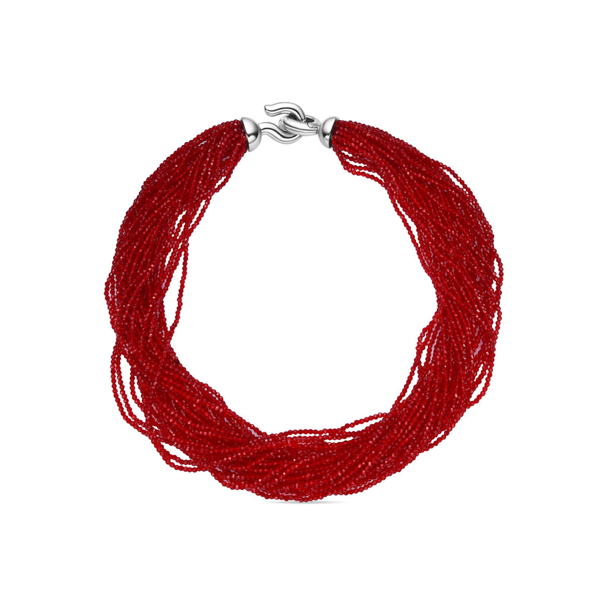 Red Crystal Necklace with rhodium finish - Kibak