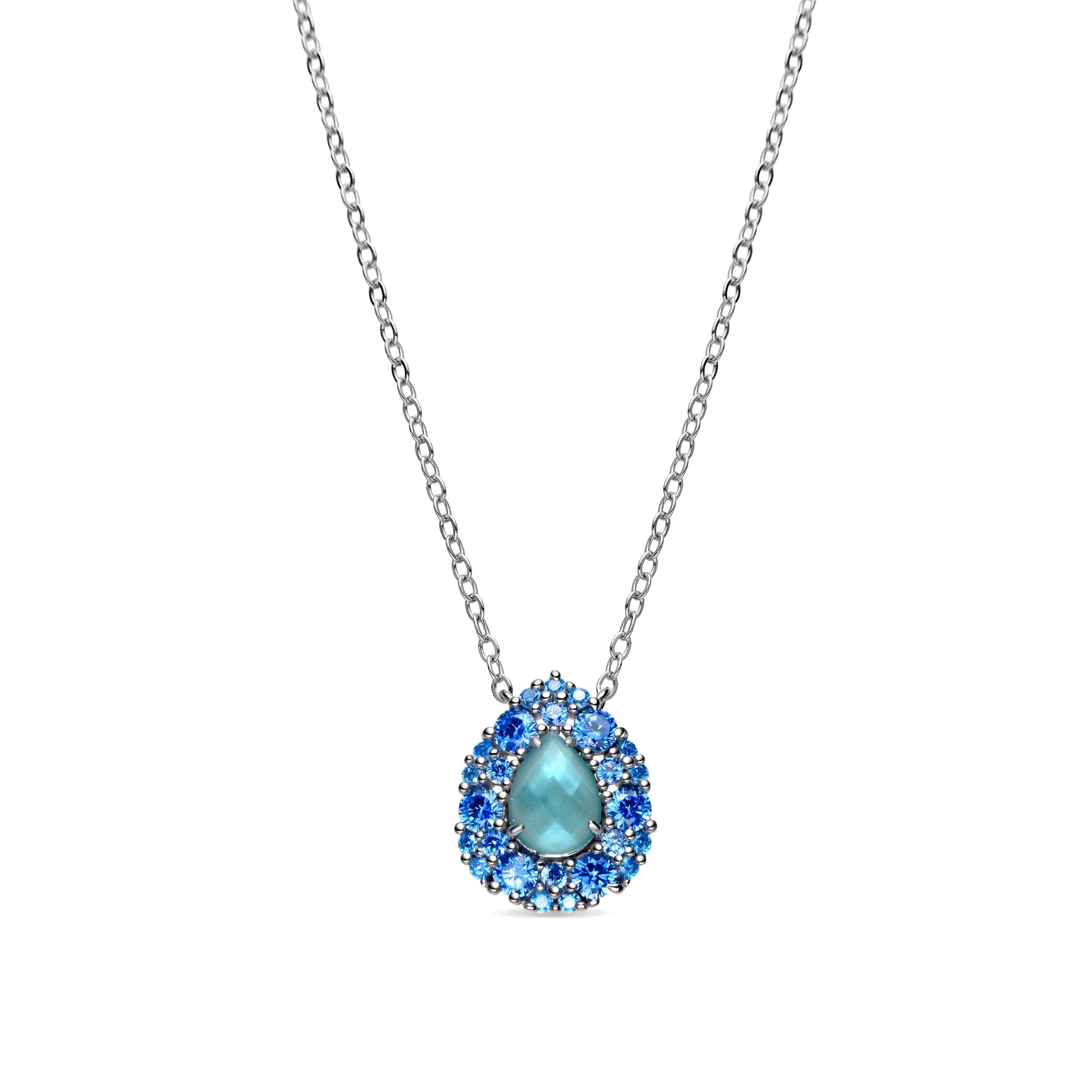 925 Sterling Silver and Sapphire Zirconia Necklace with Rhodium Finish - DIY