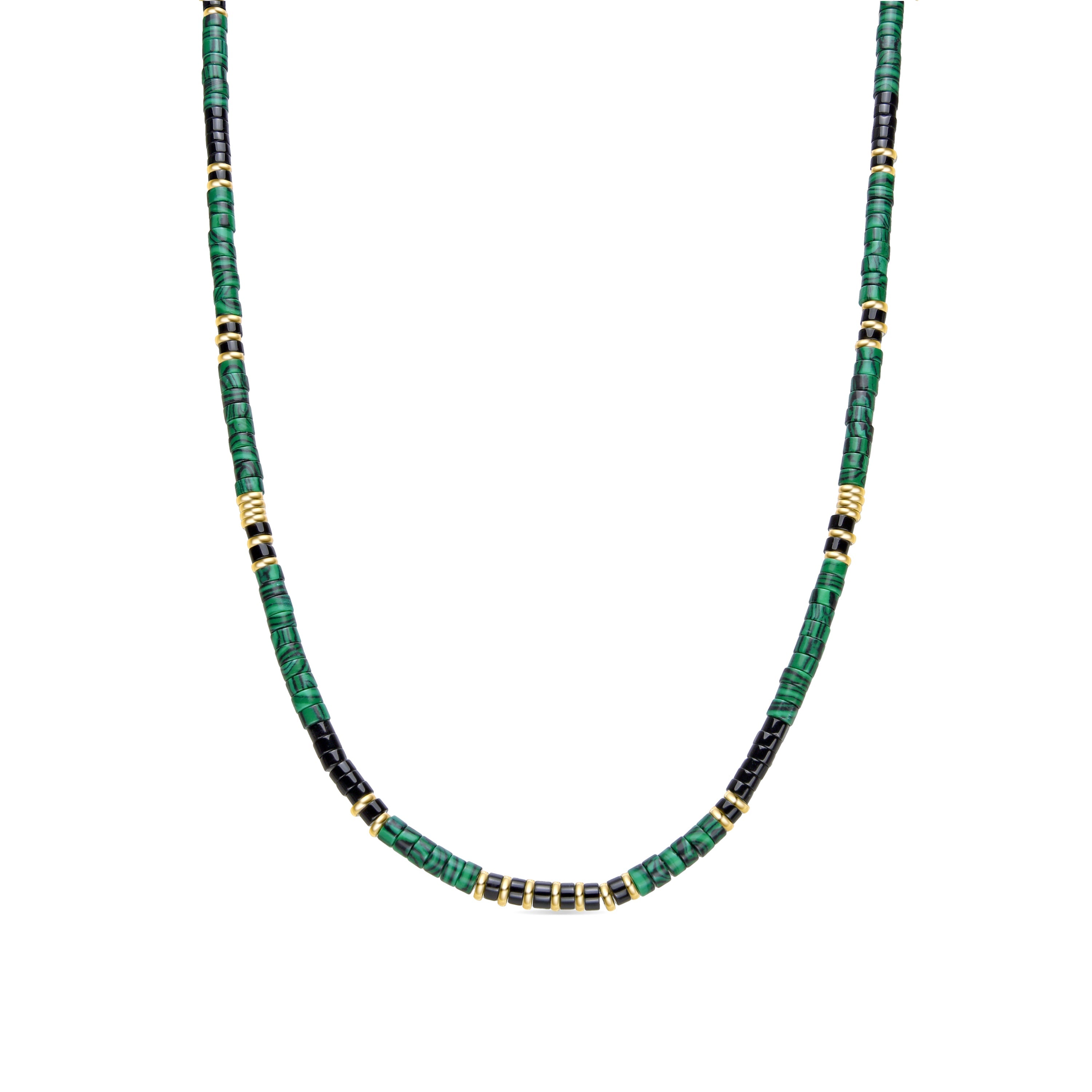 925 Sterling Silver and Malachite Necklace with 18k Gold Finish - Ilmina