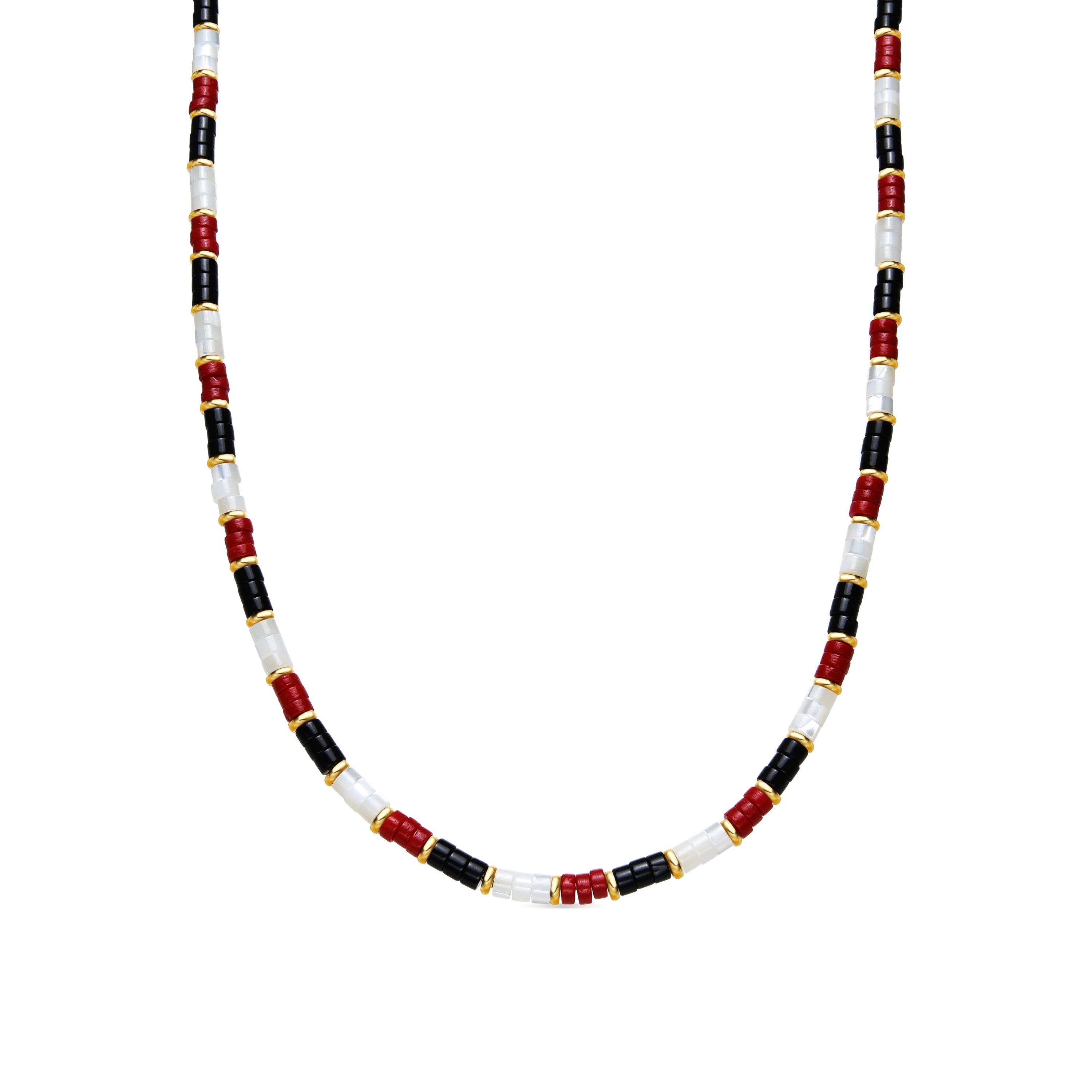 925 Sterling Silver and Coral Necklace with 18k Yellow Gold Finish - Siraba