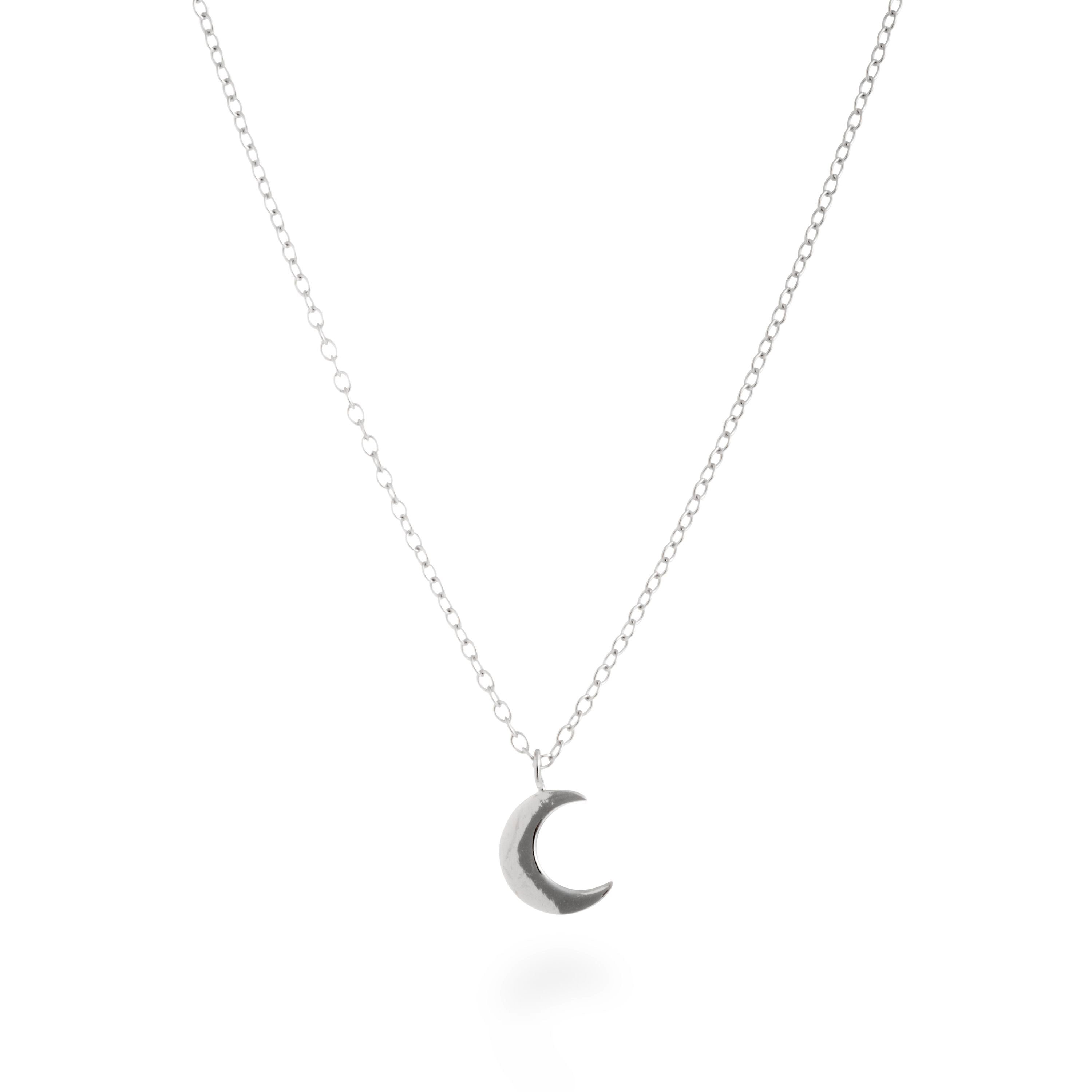925 Sterling Silver Necklace with Rhodium Finish - Crescent