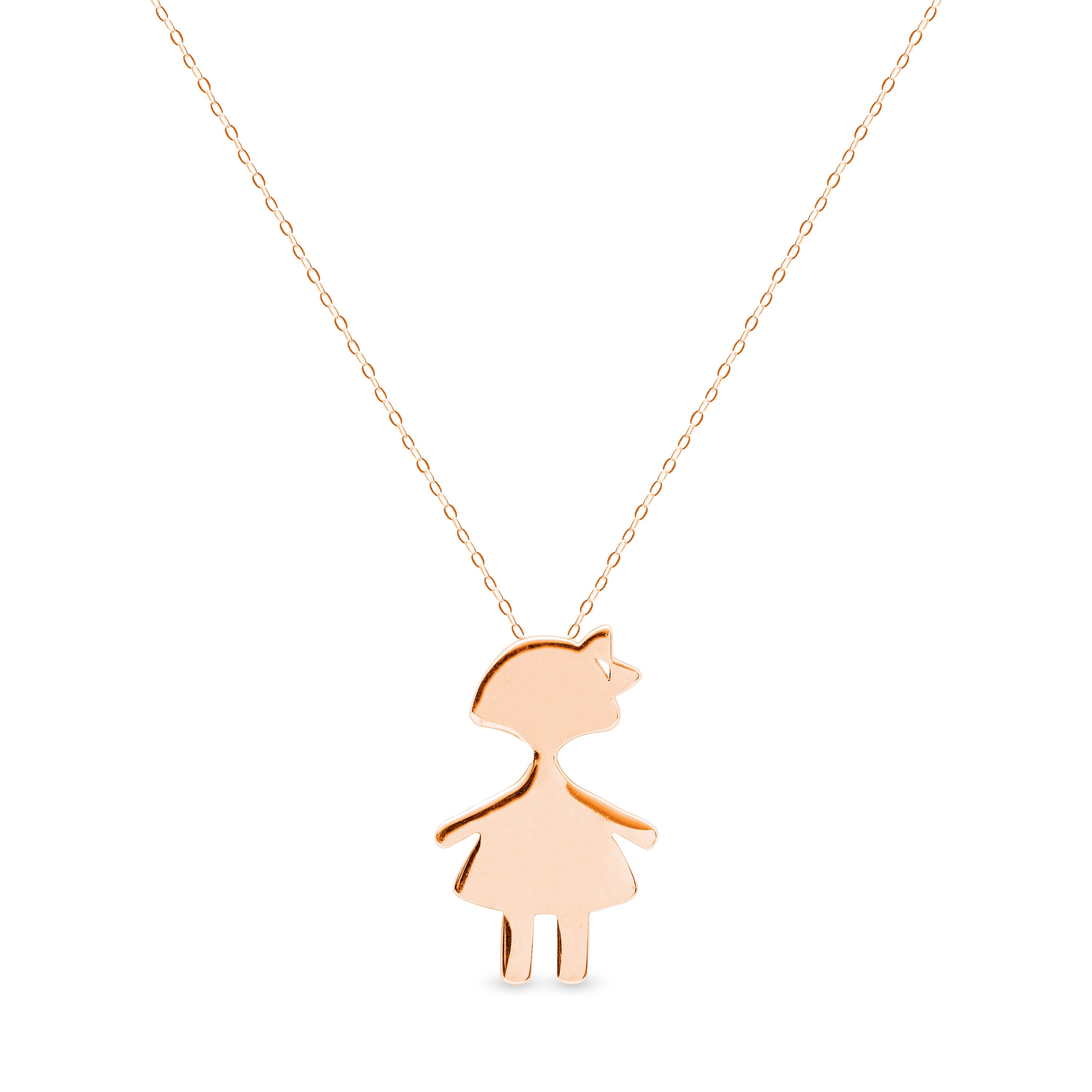 925 Sterling Silver Necklace with 18K Rose Gold Finish - Girl