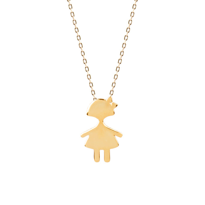 925 Sterling Silver Necklace with 18K Yellow Gold Finish - Girl