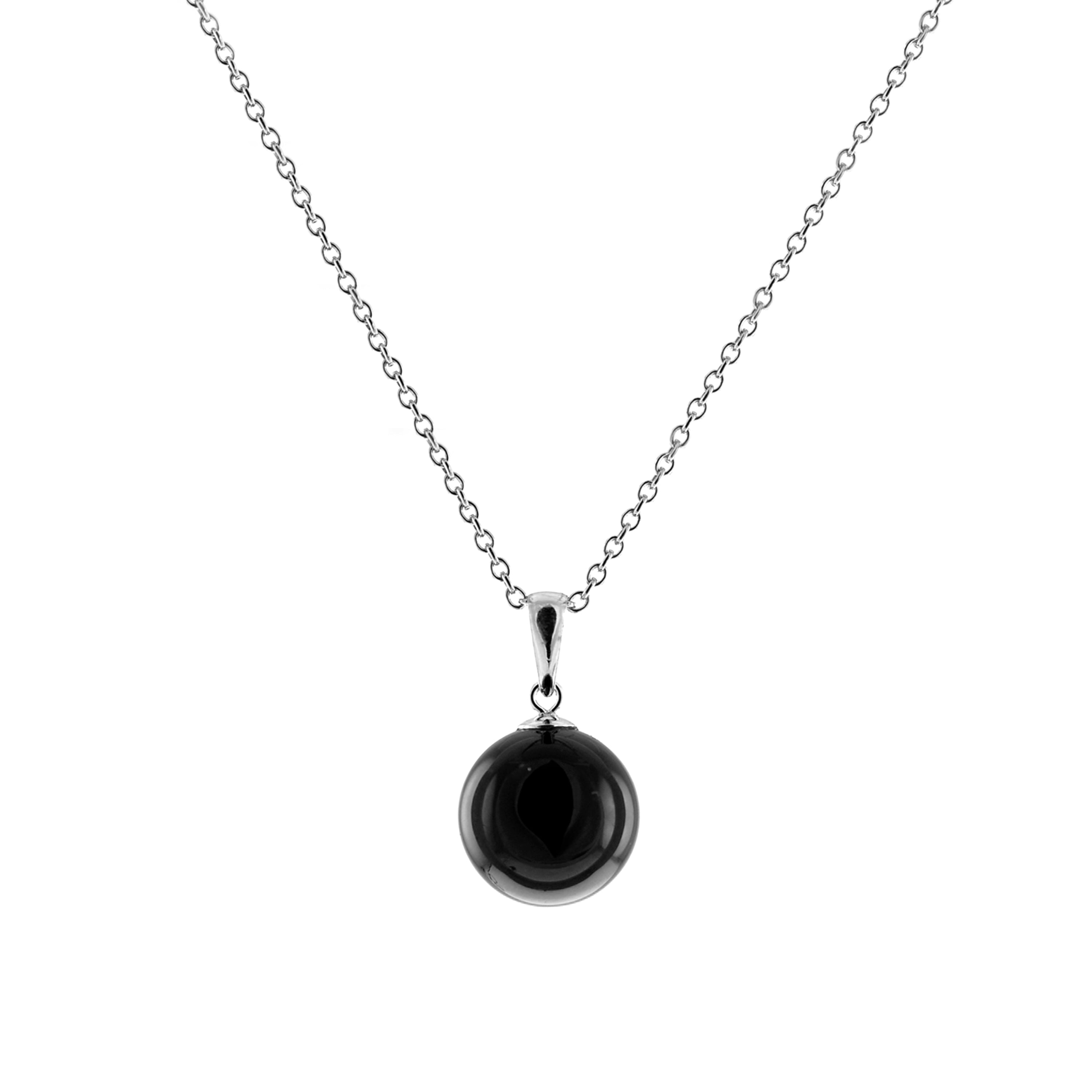 Onyx necklace with rhodium finish - Kiarik