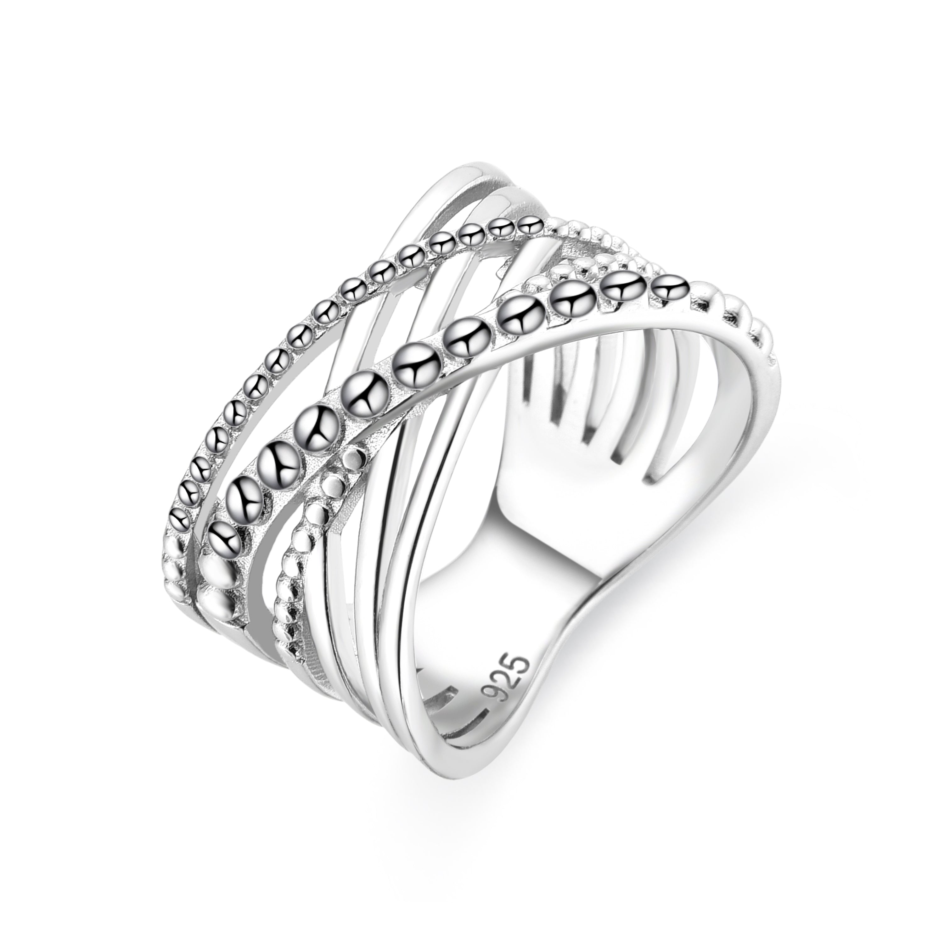 925 Sterling Silver Ring with Rhodium Finish - Nuse