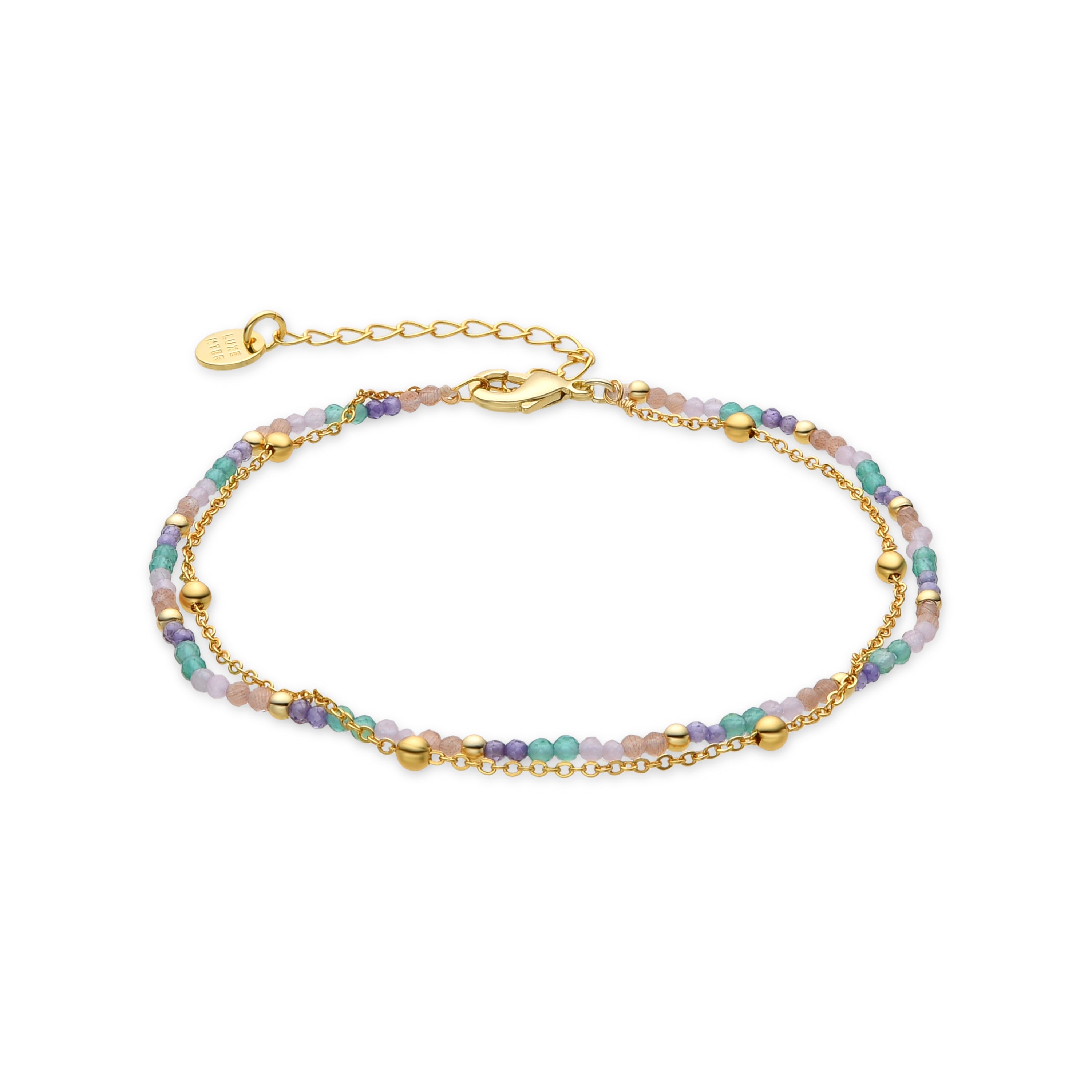 Multicolor Crystal Bracelet, 18K Gold Finish - Miwa