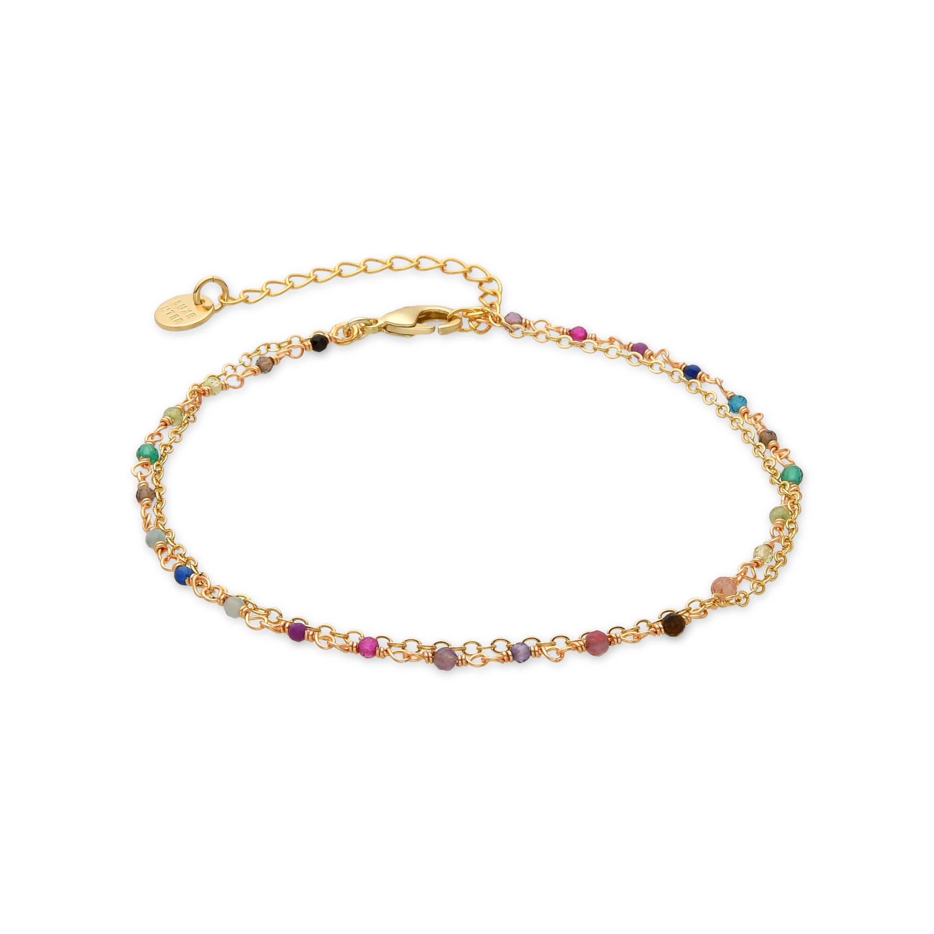 Multicolor Crystal Bracelet, 18K Gold Finish - Ulah