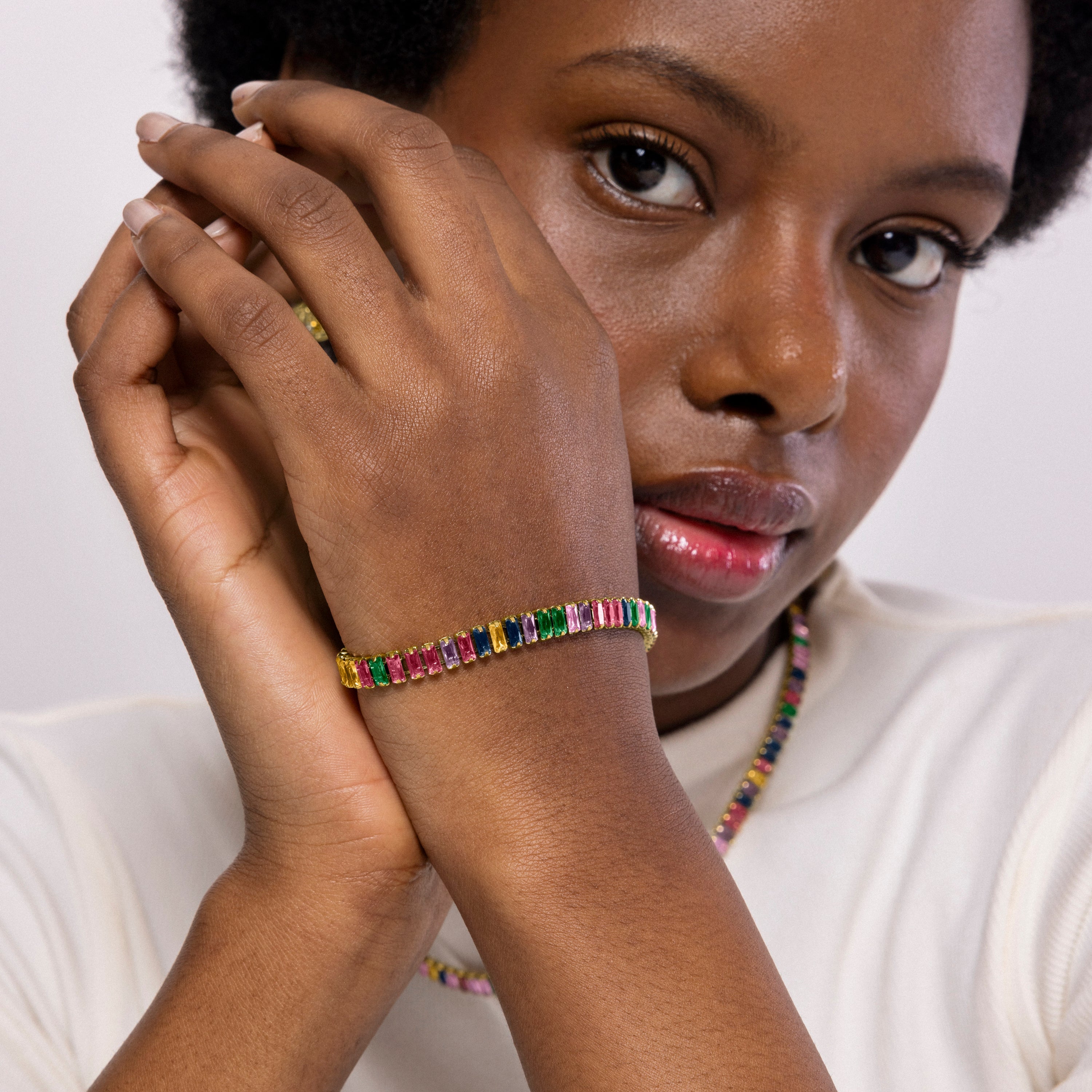 Multicolor Zirconia Bracelet finished in 18K yellow gold - Gorys