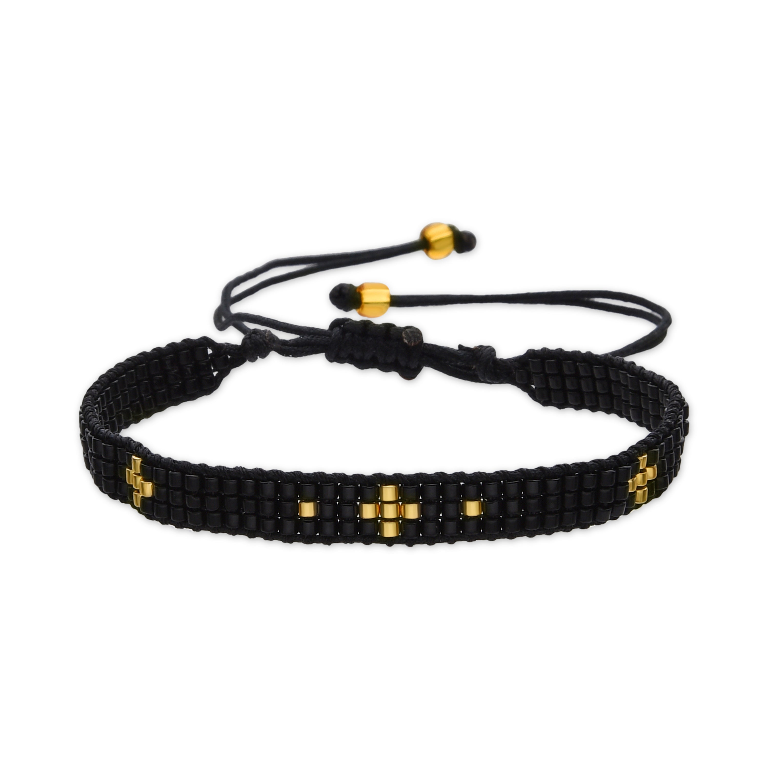 Black Crystal Bracelet with 18k Gold Finish - Sagruk