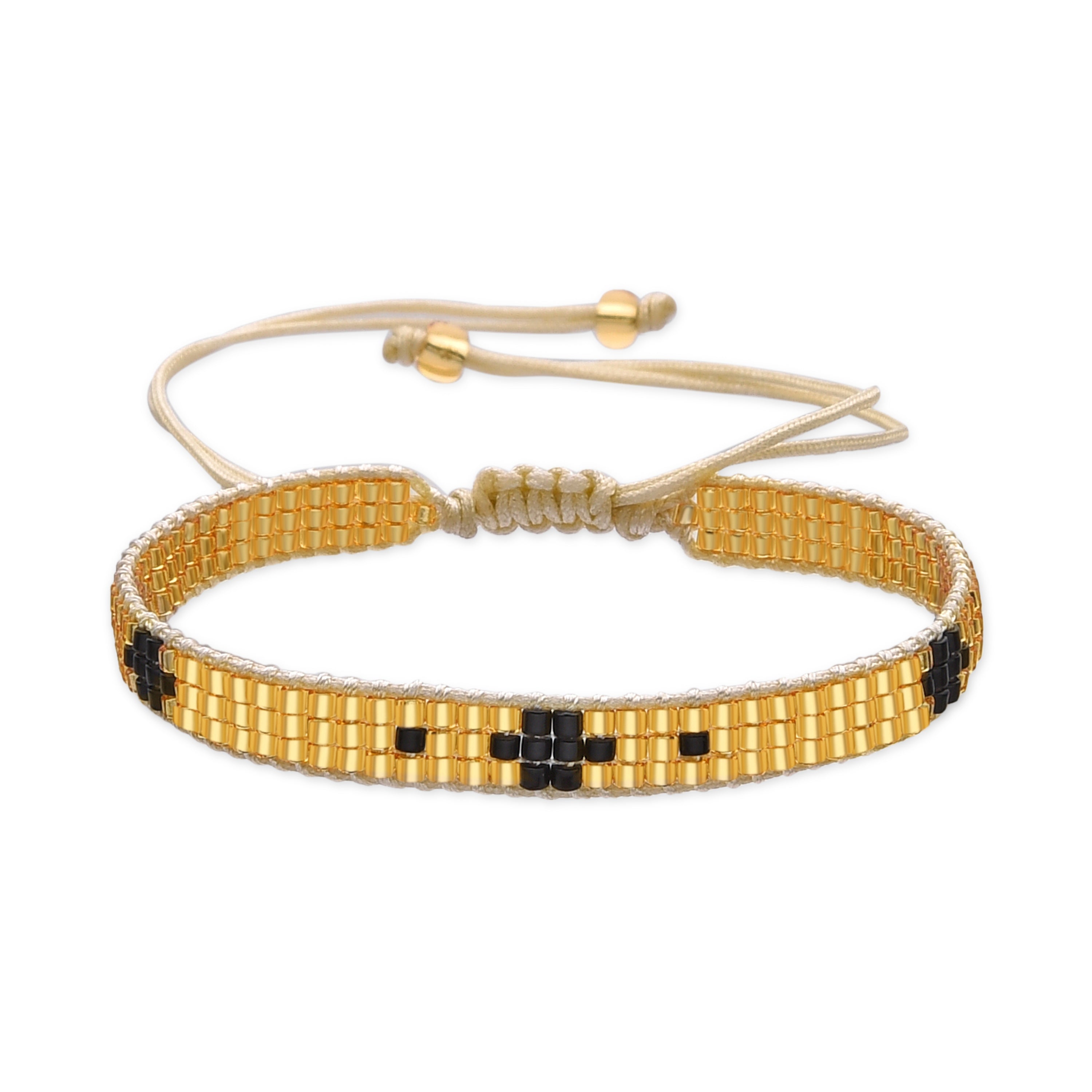 Black Crystal Bracelet with 18k Gold Finish - Sagruk