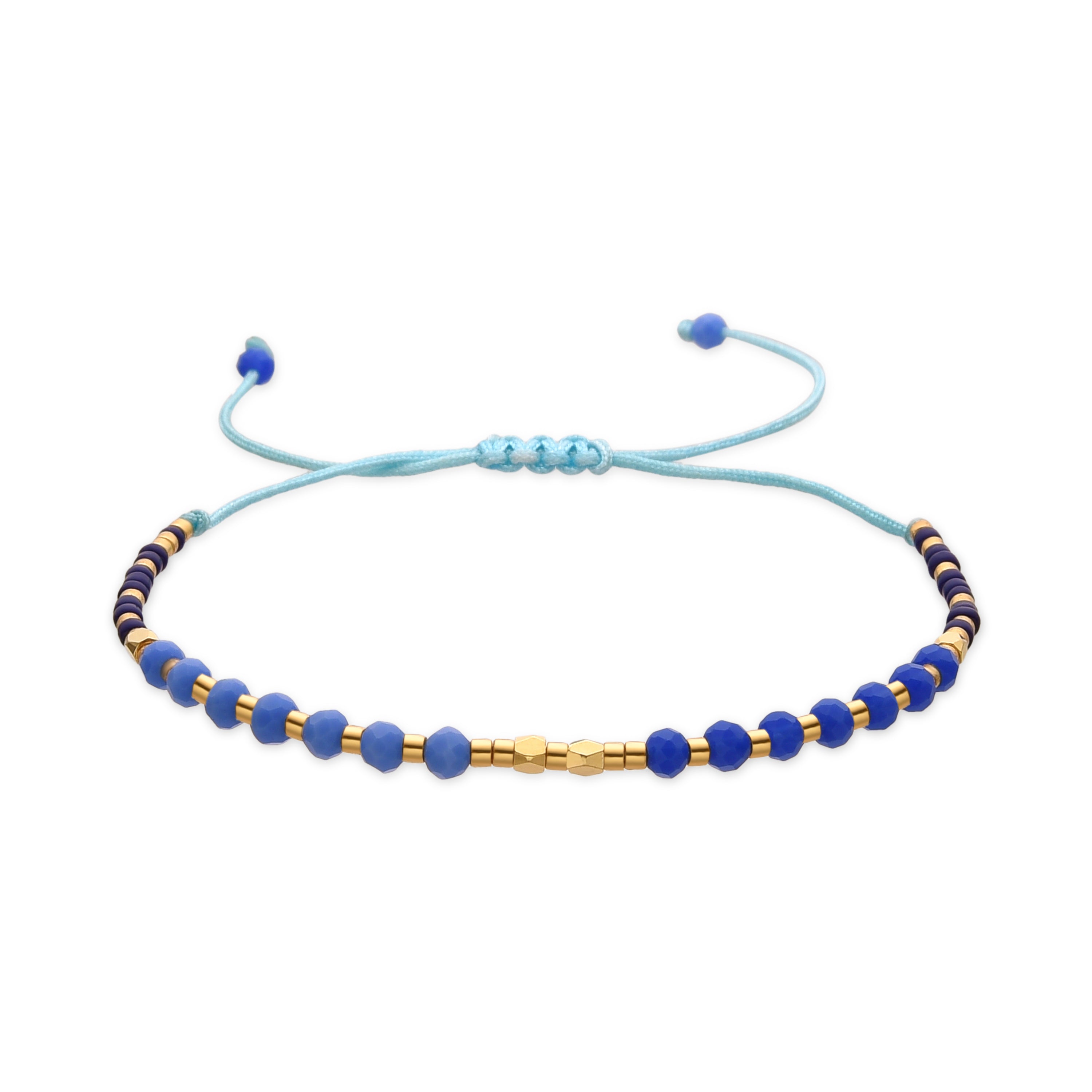 Bracelet with Blue Crystal, 18k gold finish - Anlako