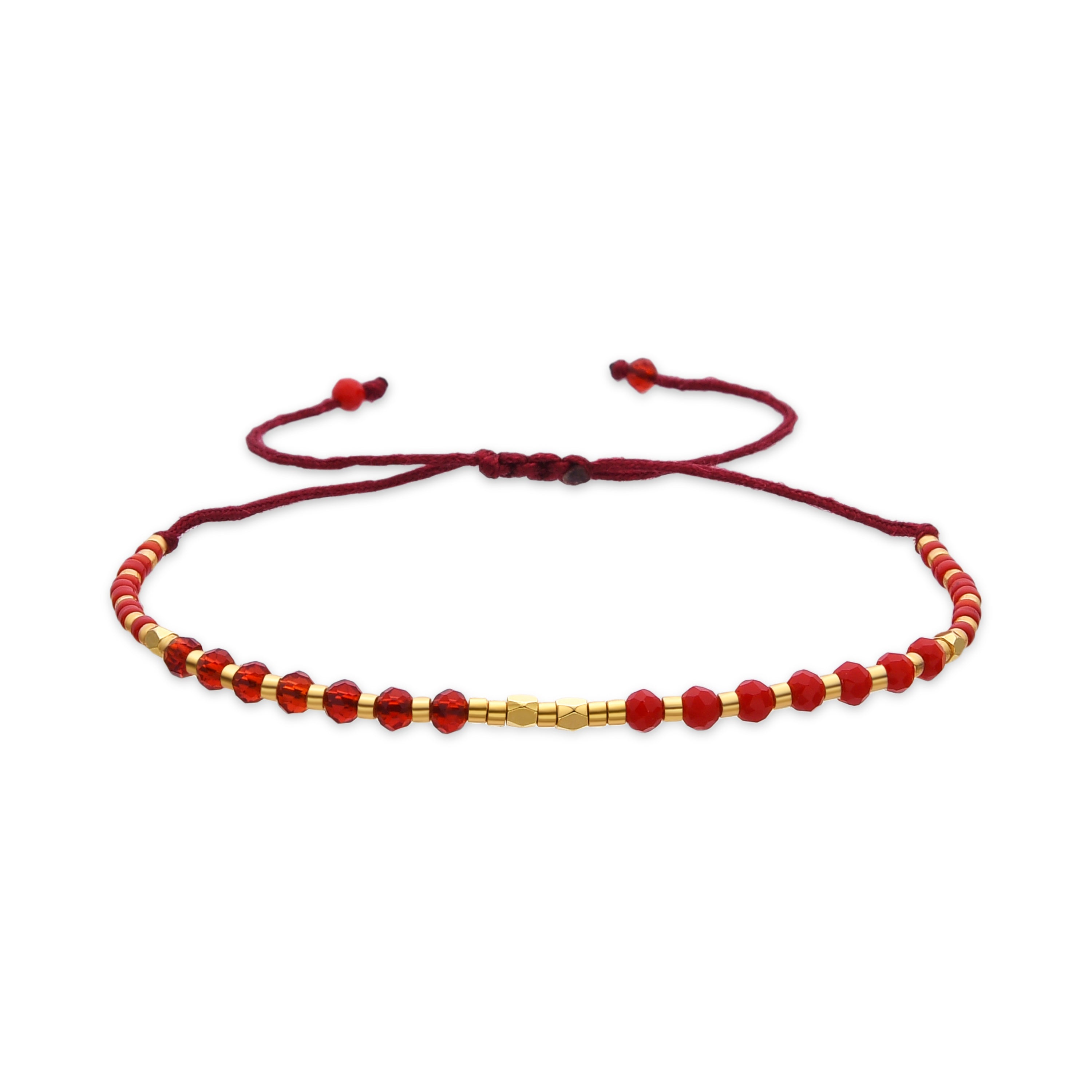 Bracelet with Red Crystal, 18k gold finish - Anlako