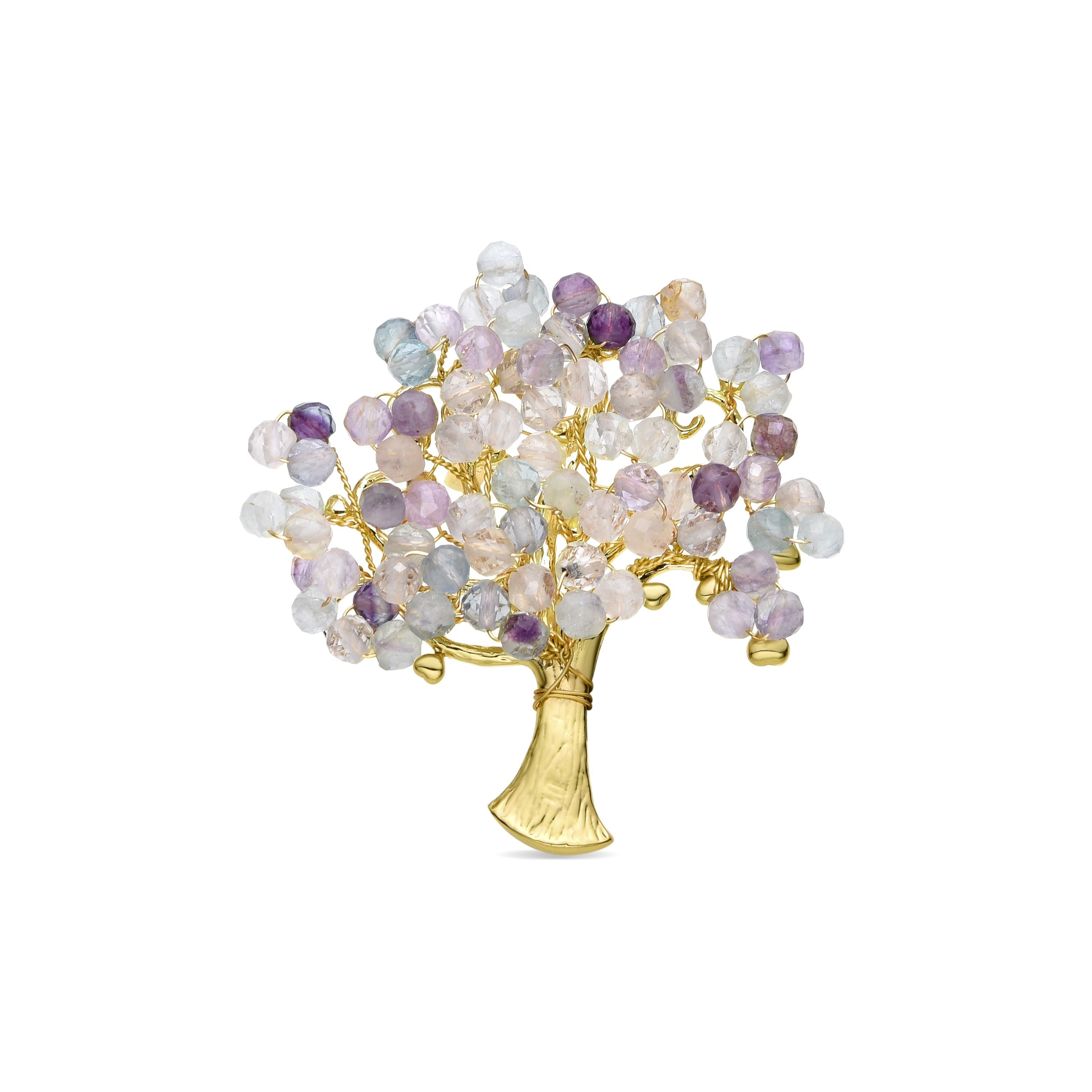 Brooch with Fluorite finished in 18K yellow gold - Sereli