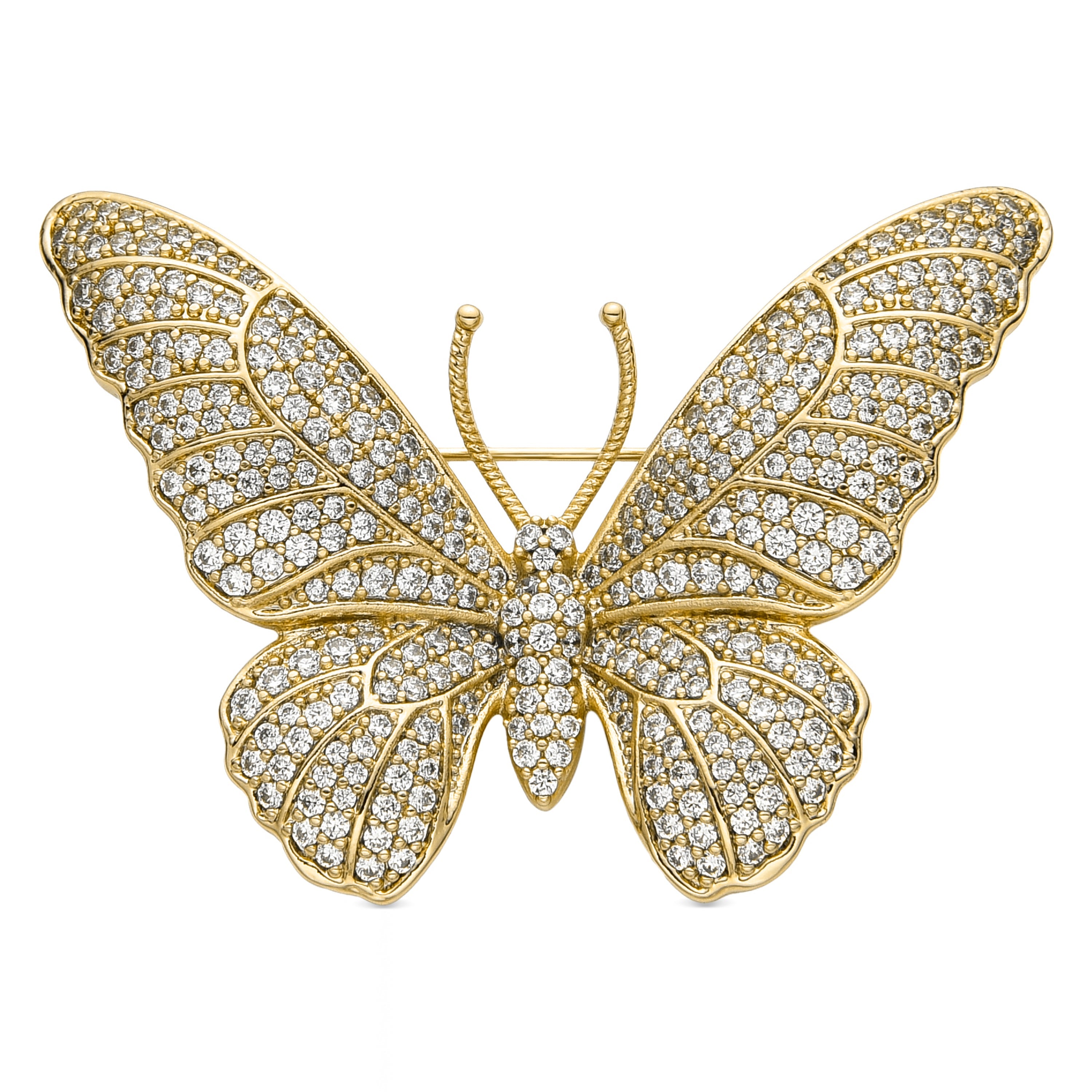 Brooch with brilliant zirconia, 18k gold finish - Binde