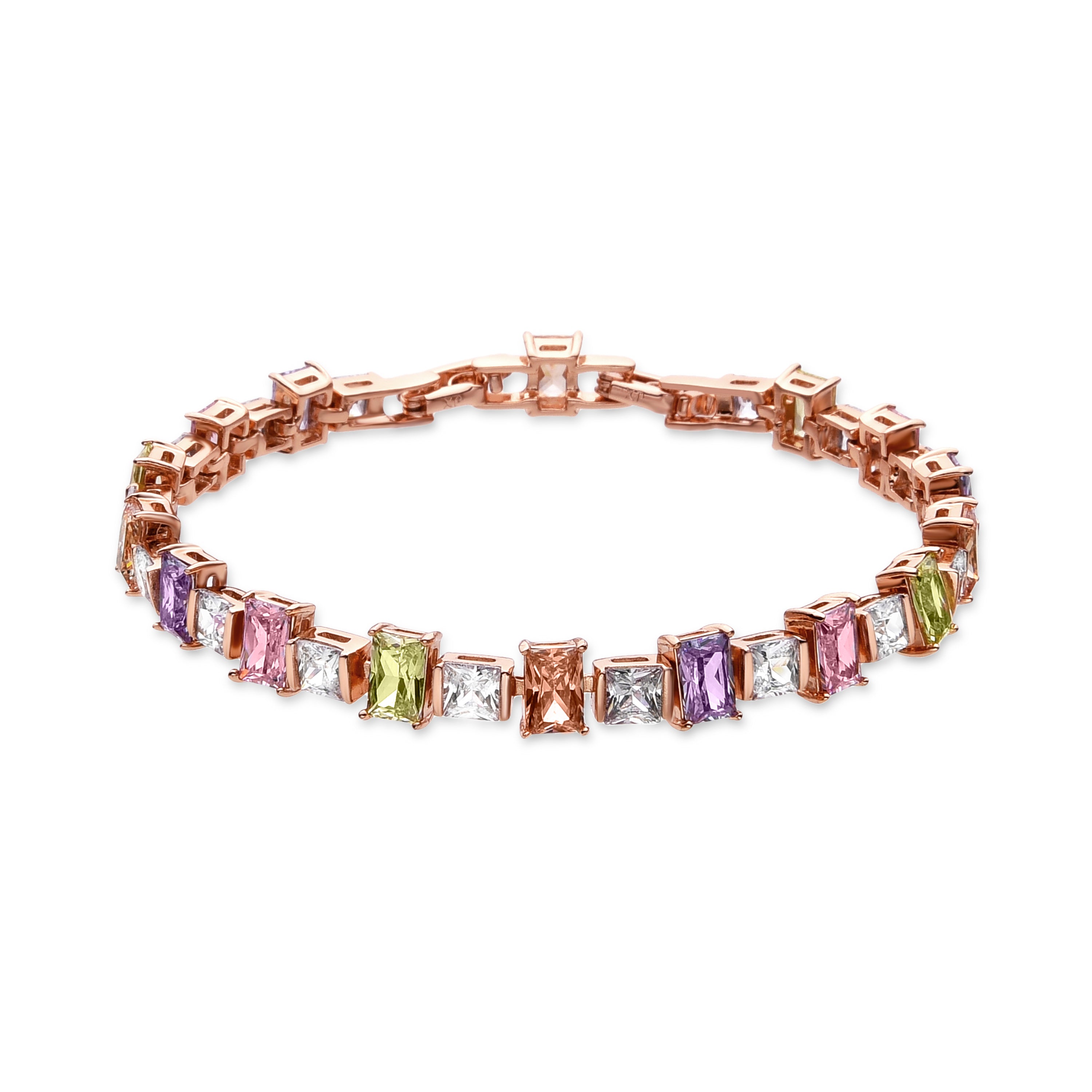 Bracelet with multicolored zirconia finished in 18K yellow gold - Orka