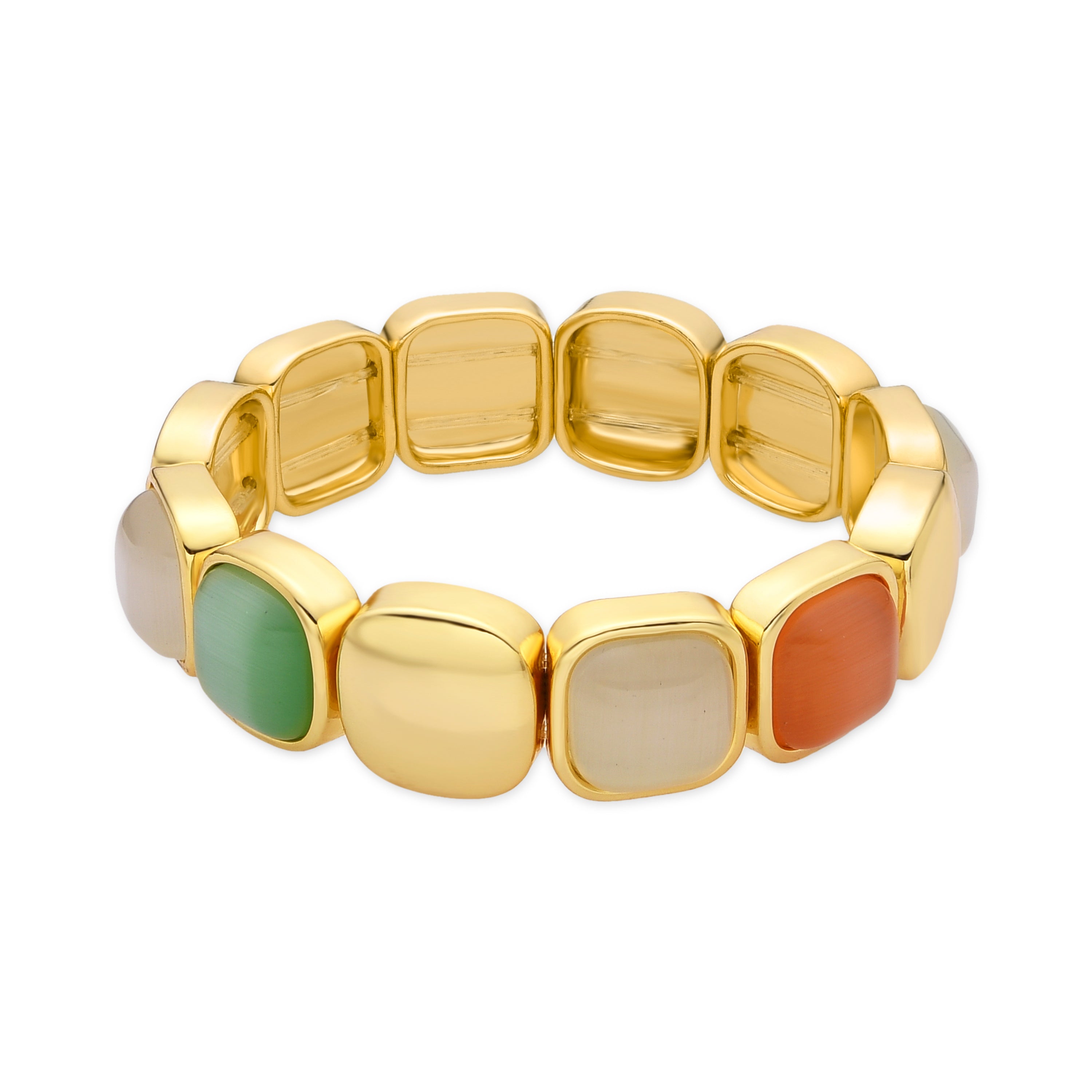 Multicolor Cat's Eye Bracelet, 18k Gold Finish - Jajim