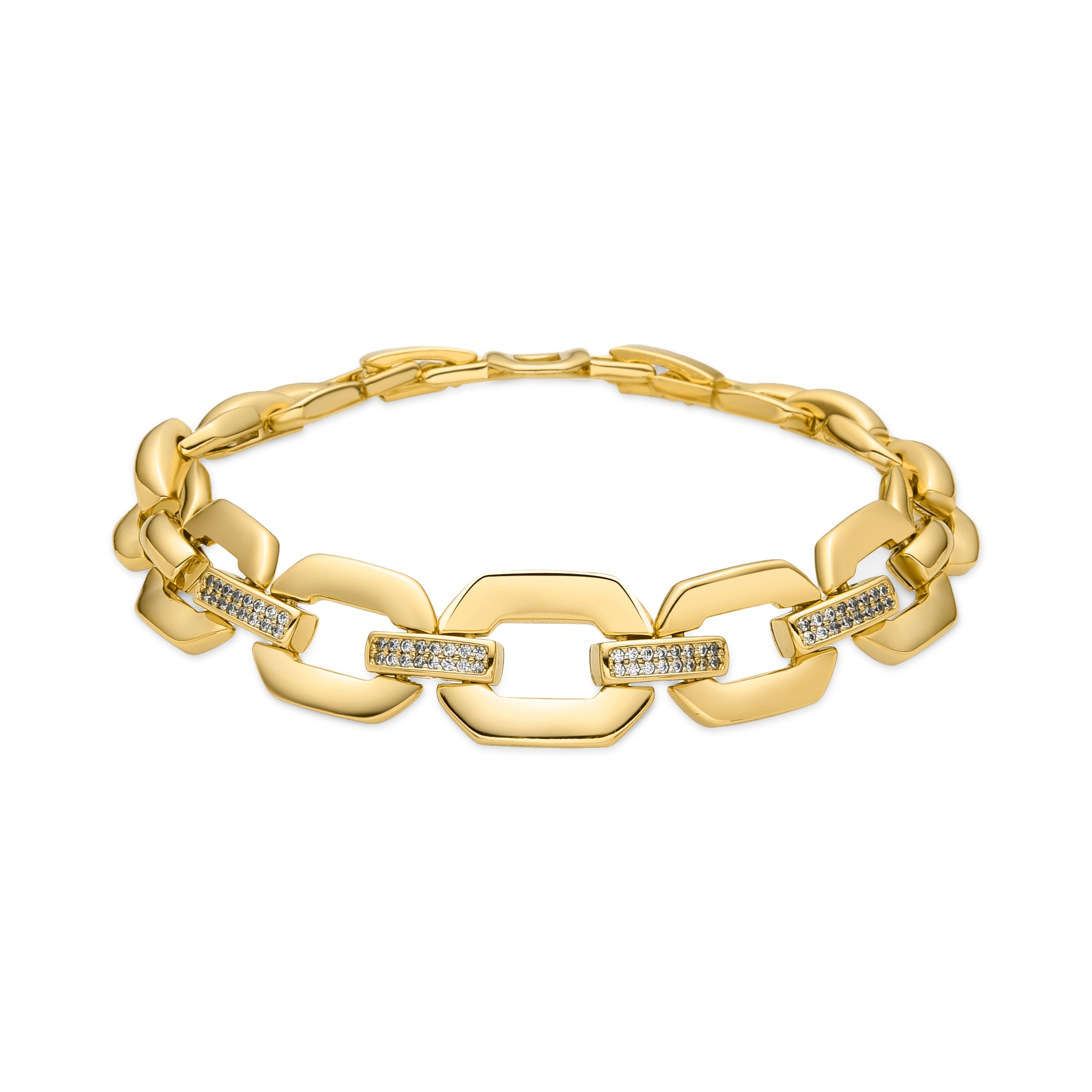 Bracelet with brilliant zirconia, 18k gold finish - Wigne