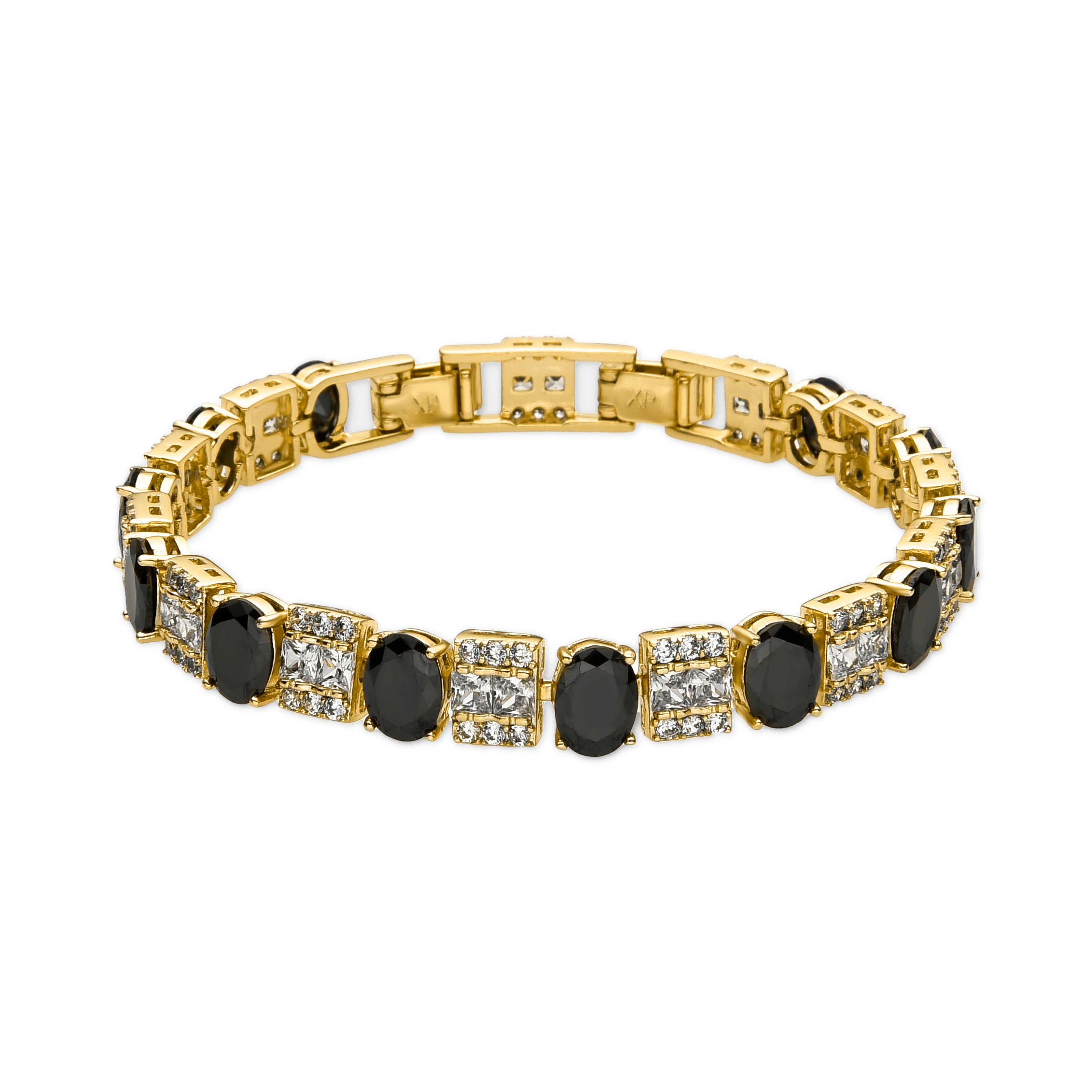 Bracelet with Onyx Zirconia, 18k gold finish - Sauki