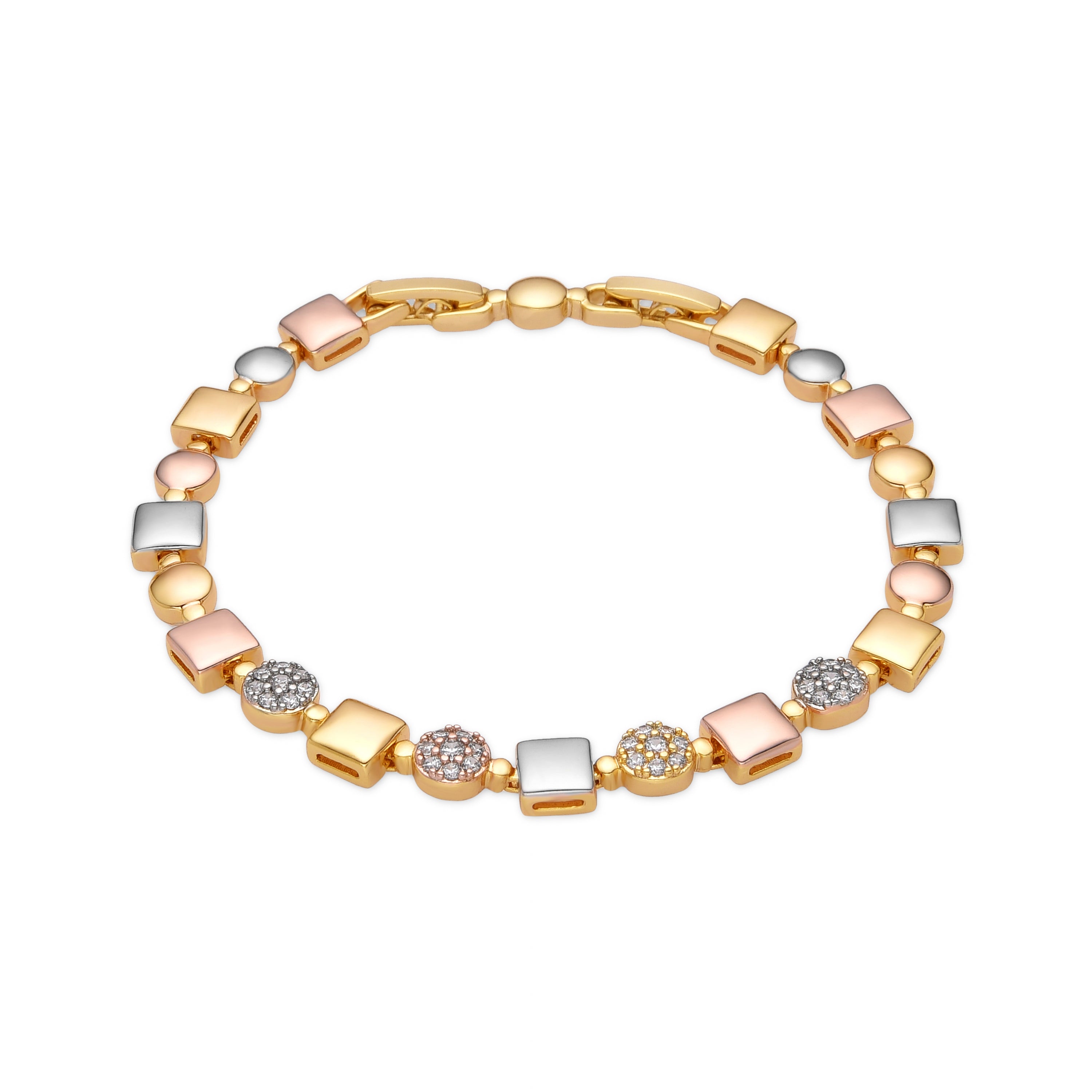 Bracelet with brilliant zirconia, 18k gold finish - Diabri