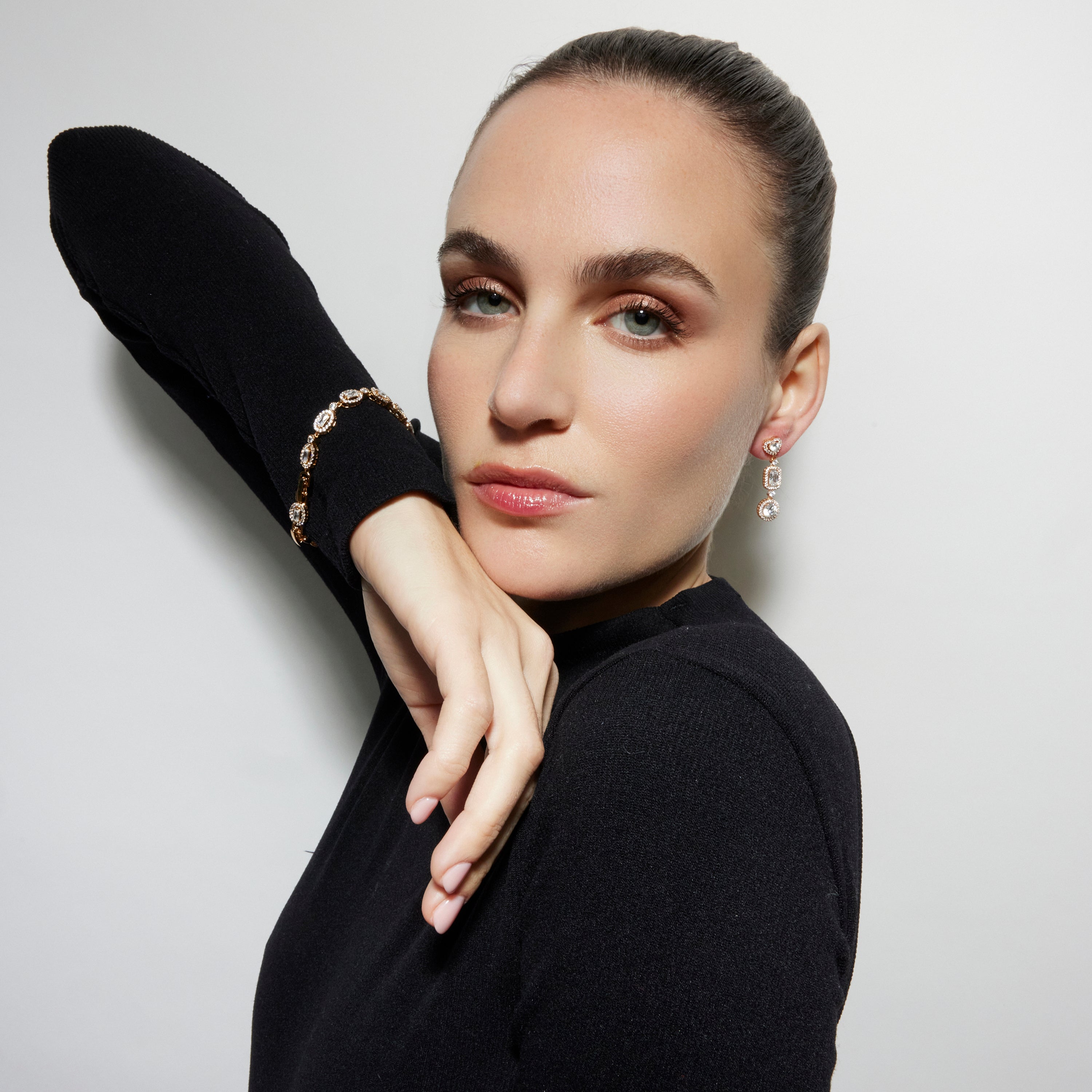 Bracelet with brilliant zirconia, 18k gold finish - Nidul