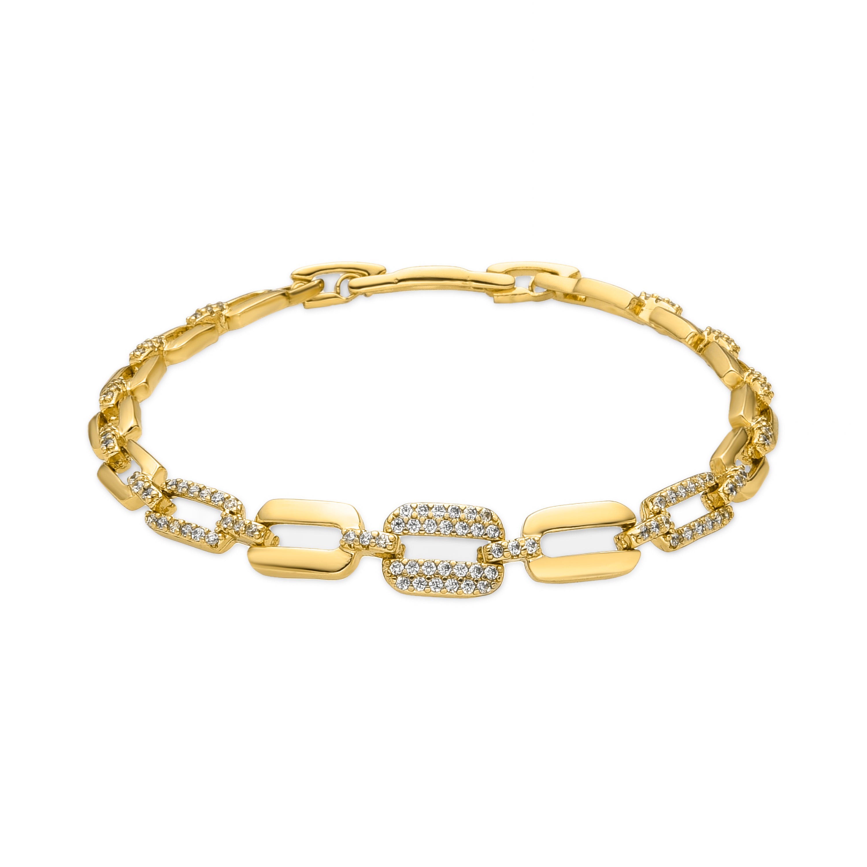 Bracelet with brilliant zirconia, 18k gold finish - Jaserio