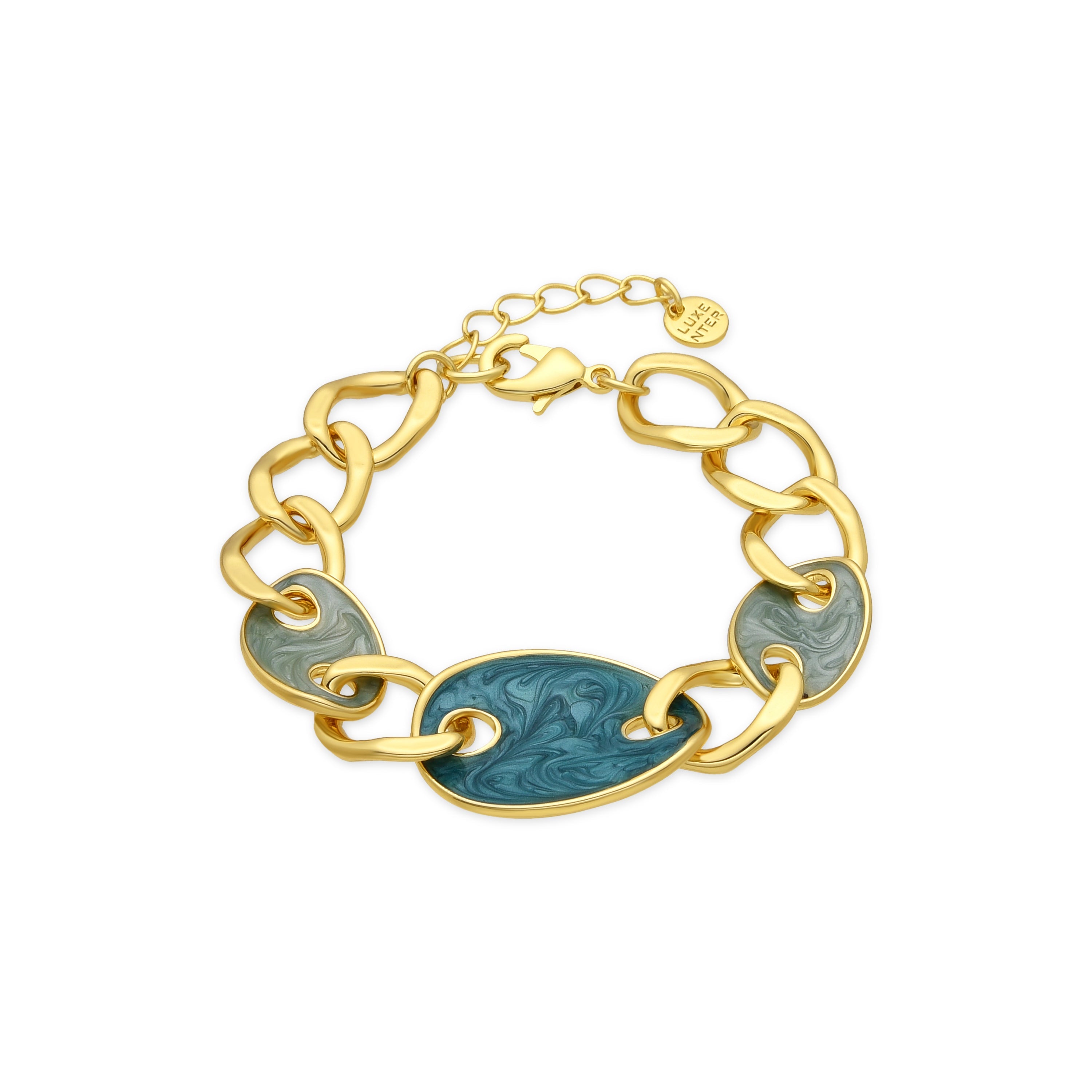 18k yellow gold and blue lacquer finish bracelet - Makan