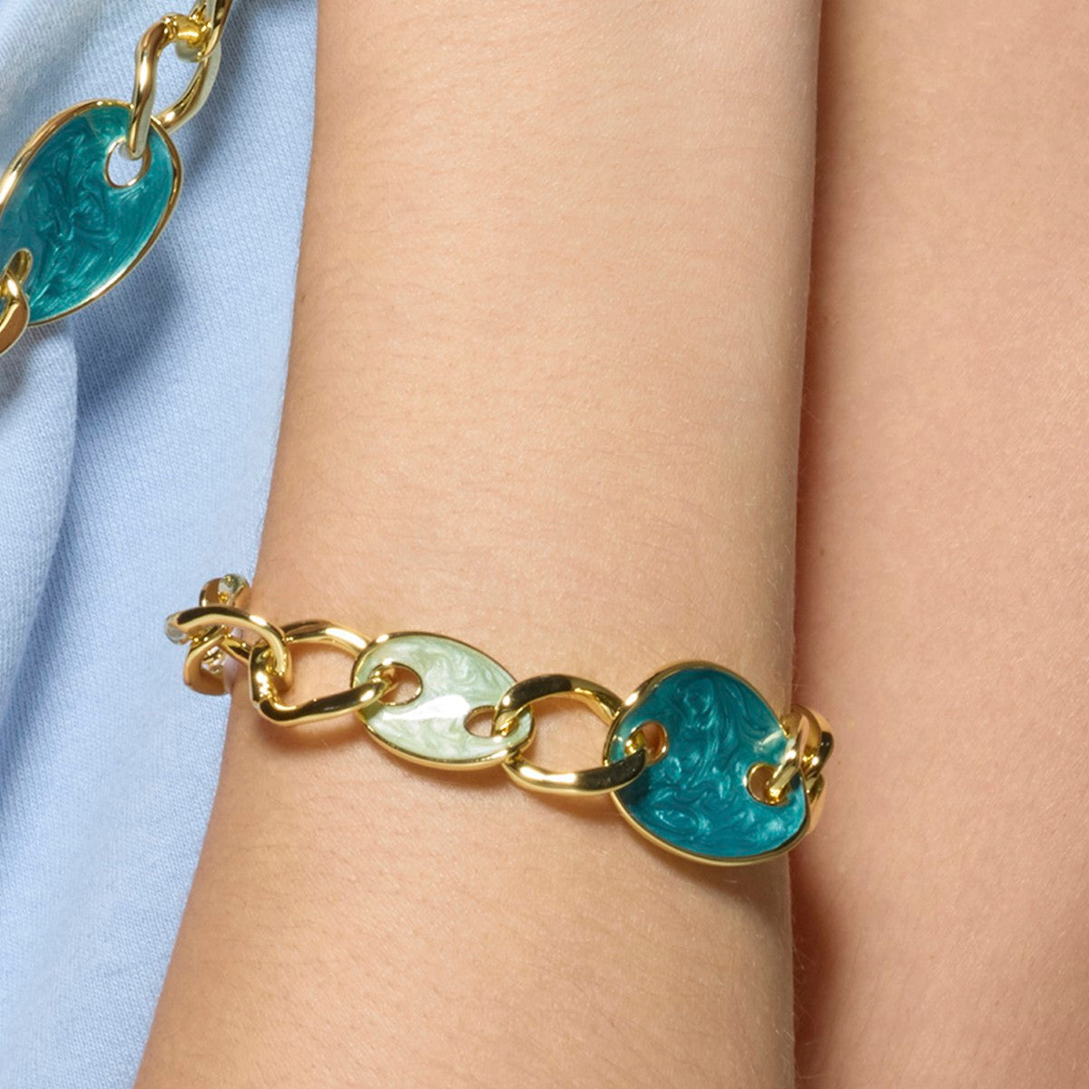 18k yellow gold and blue lacquer finish bracelet - Makan