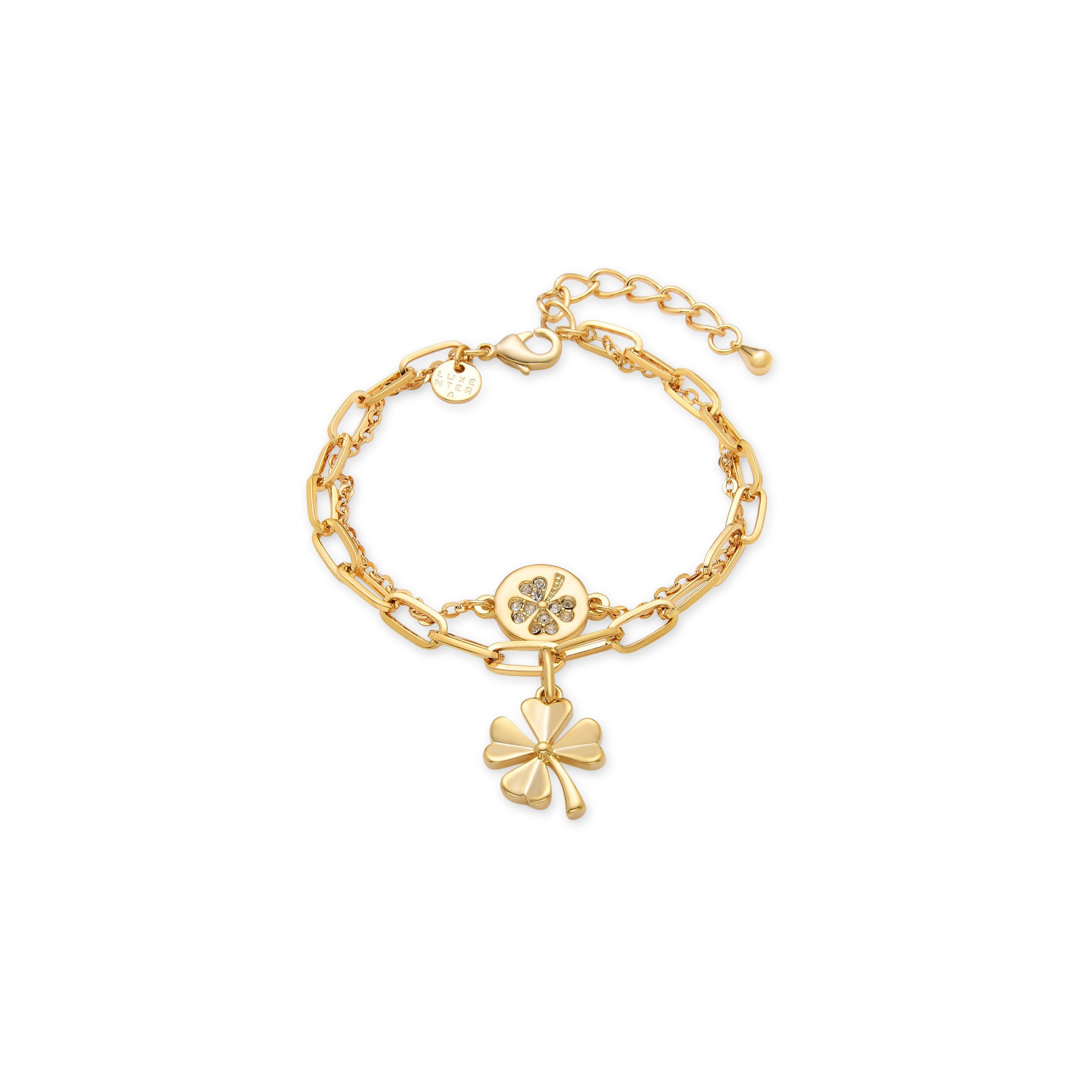 Brilliant Zirconia Bracelet finished in 18K yellow gold - Flower