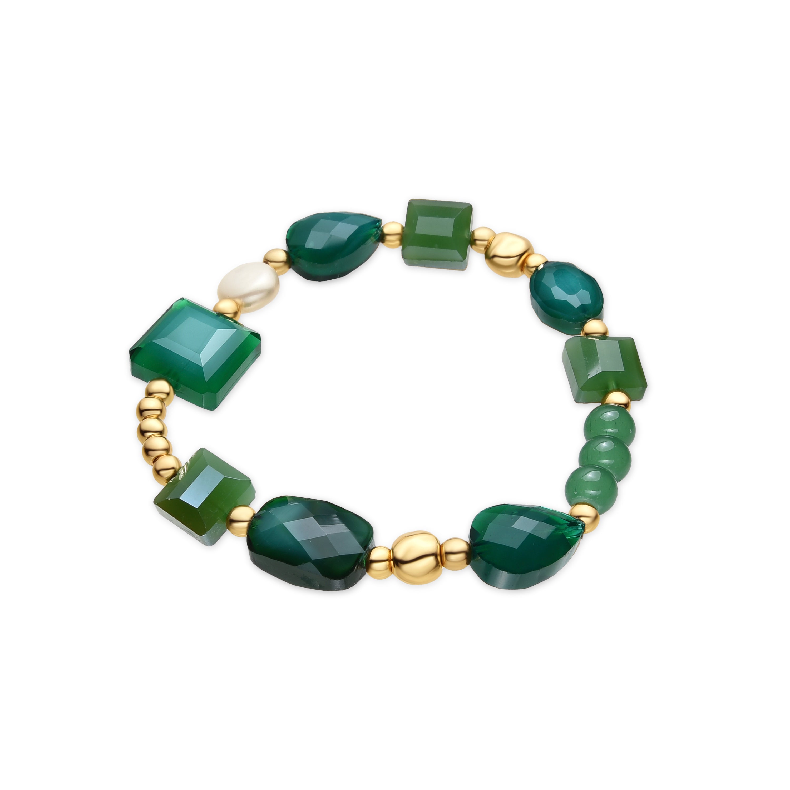 18k yellow gold and green resin finish bracelet - Nyste