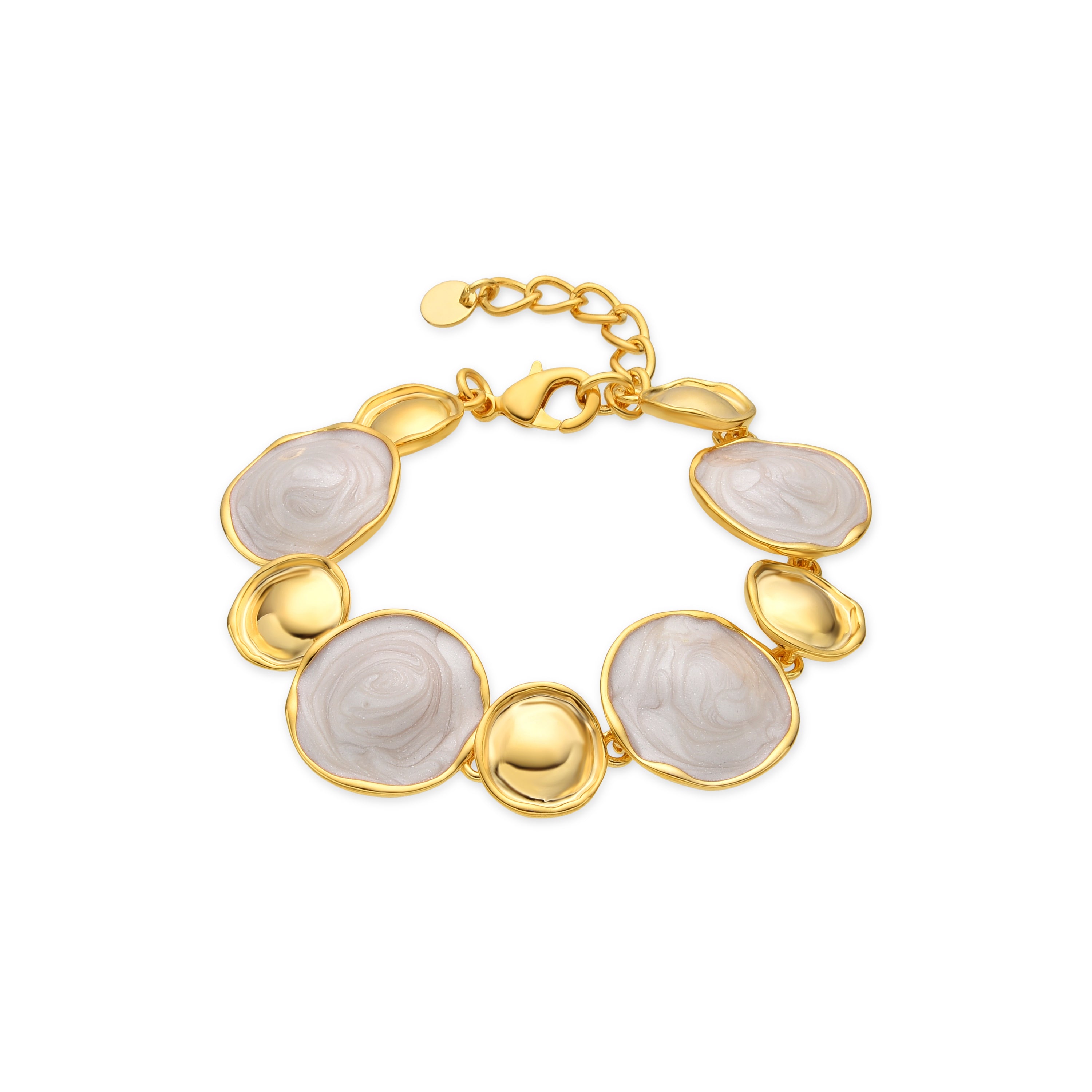 18k yellow gold and white lacquer finish bracelet - Huldio